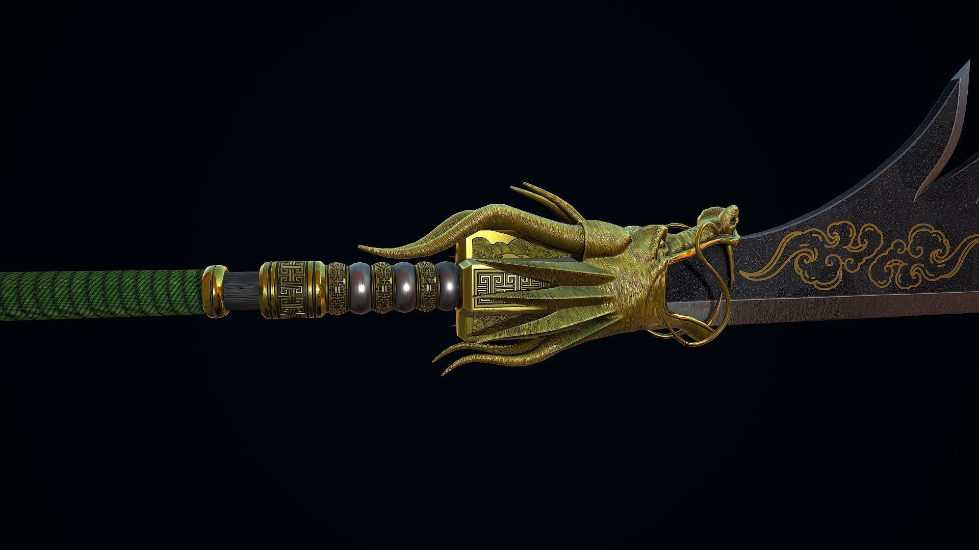 Great Guandao Low-poly 3D model_10