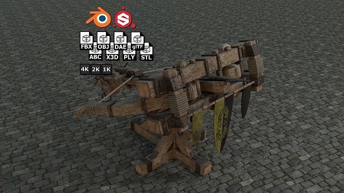 Medieval Ballista low-poly PBR Low-poly 3D model