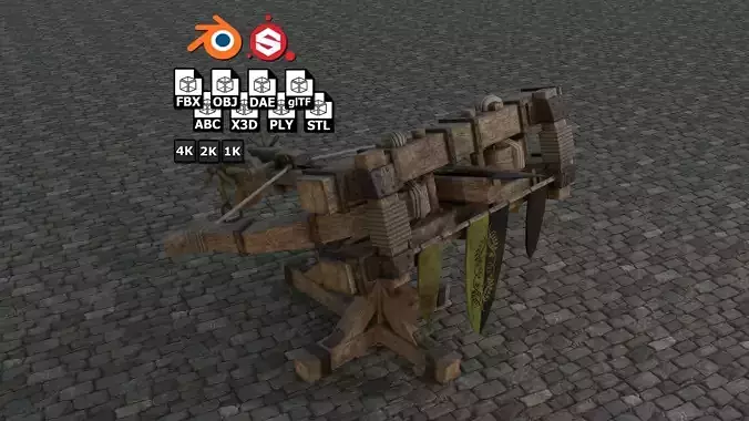 Medieval Ballista low-poly PBR
