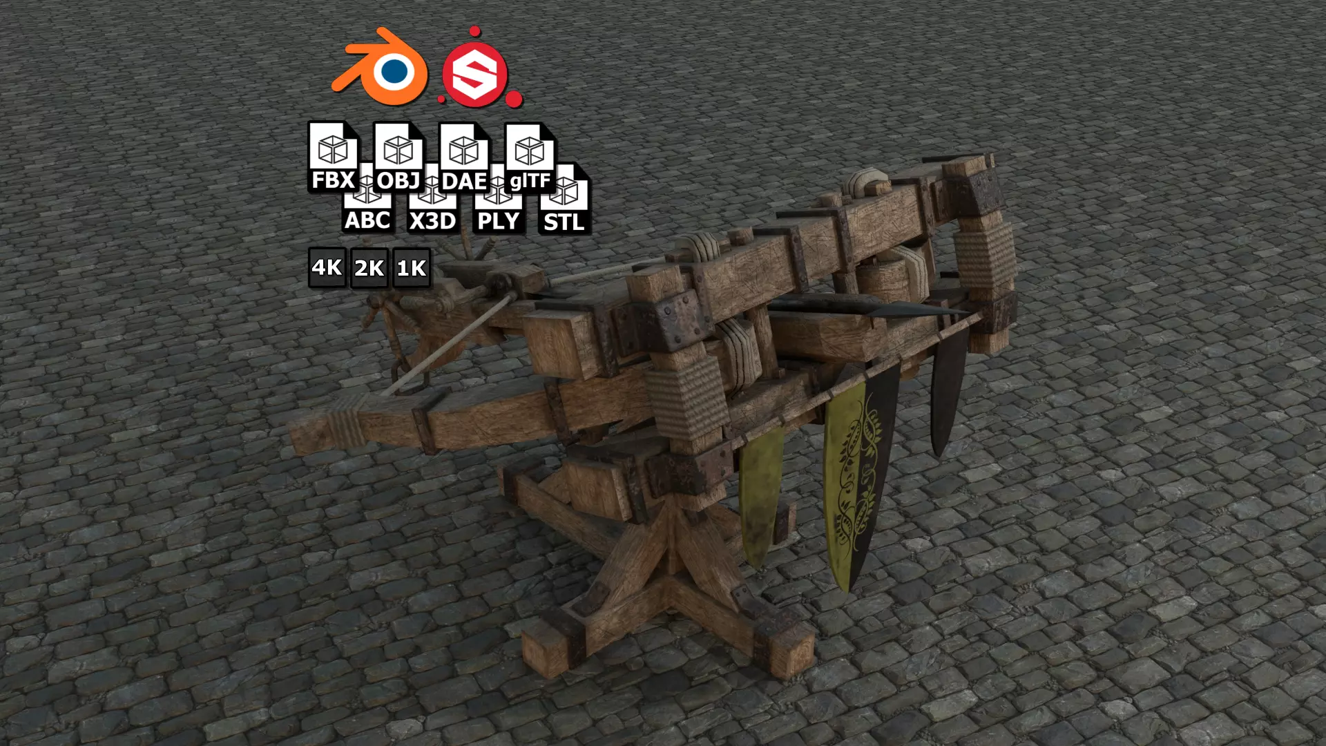 Medieval Ballista low-poly PBR Low-poly 3D model_0