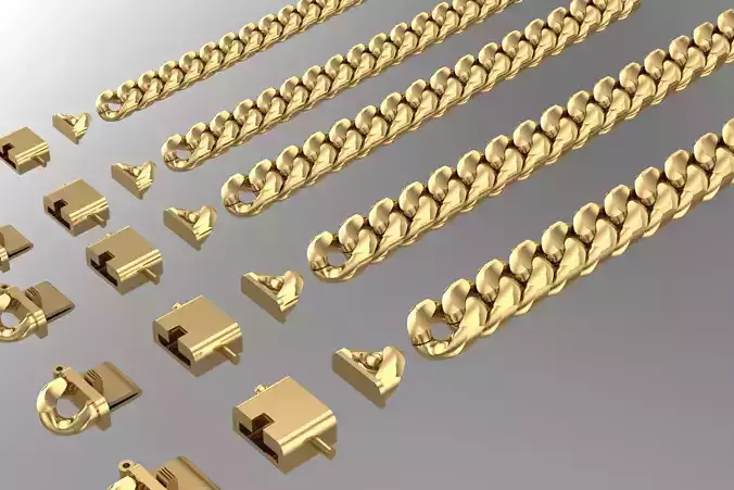 NY cuban chain and lock 3D model