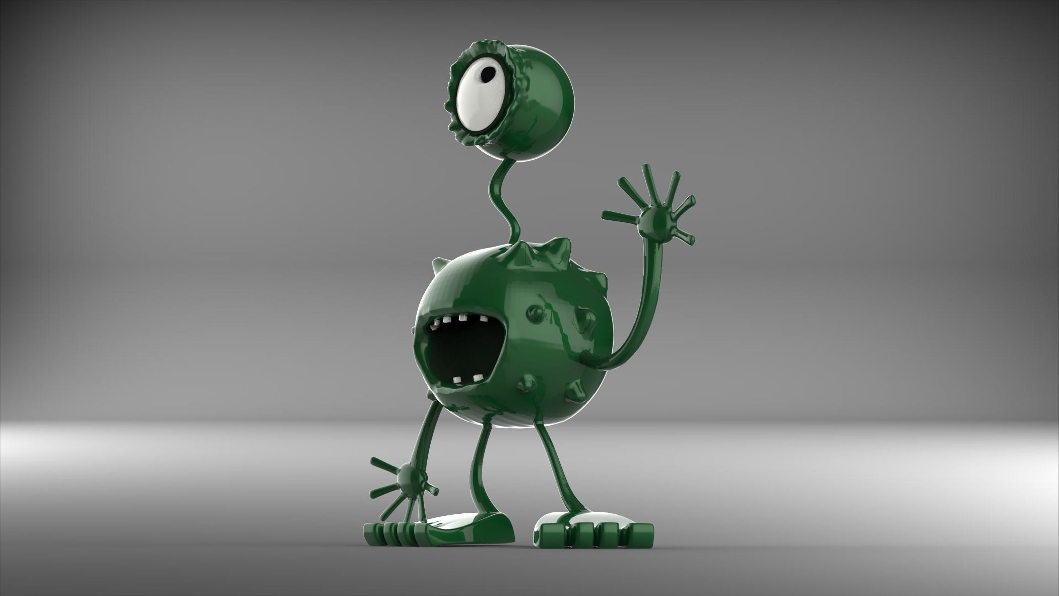 Alien monster with big eyes 3D model_8