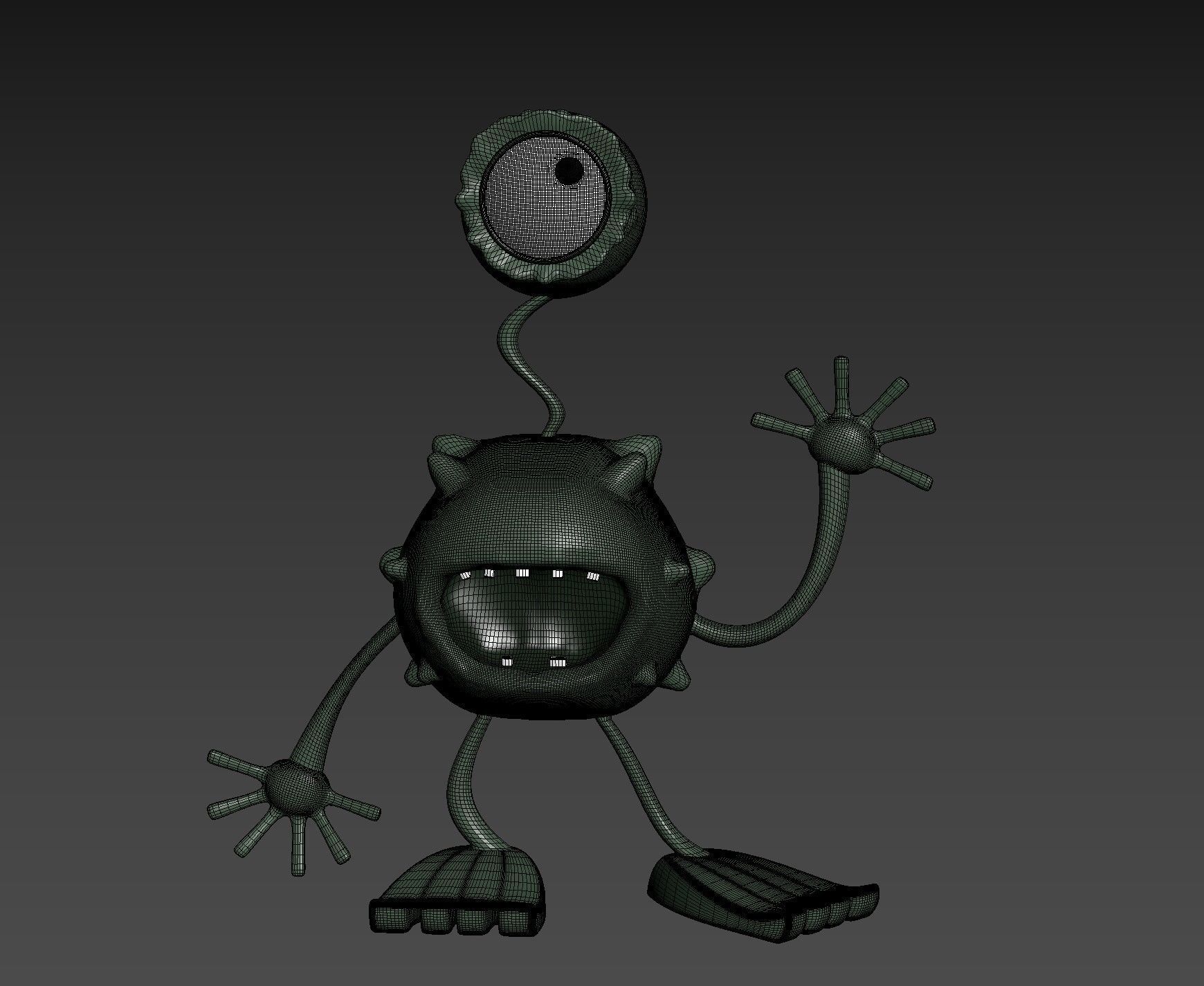 Alien monster with big eyes 3D model_1