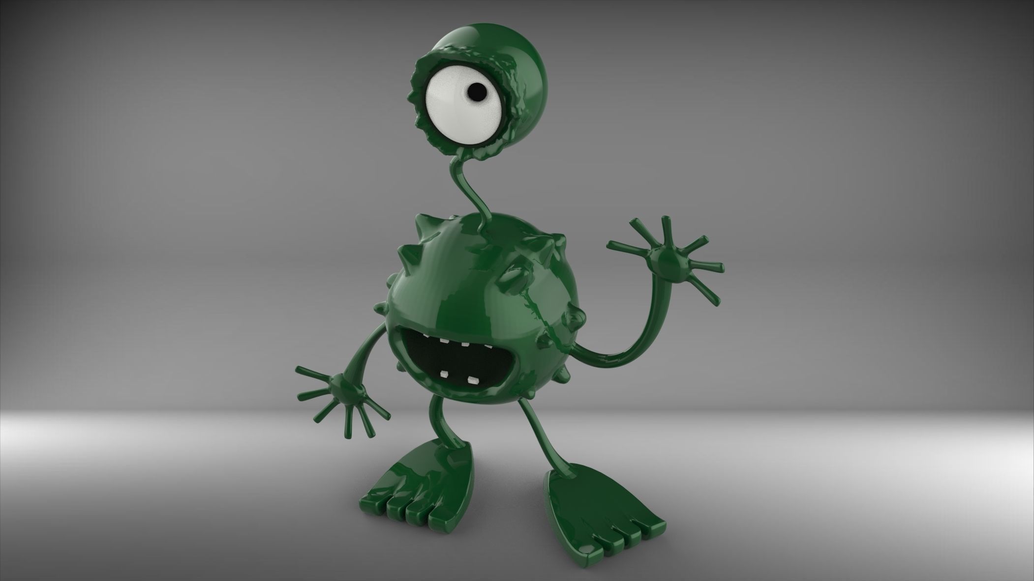 Alien monster with big eyes 3D model_11