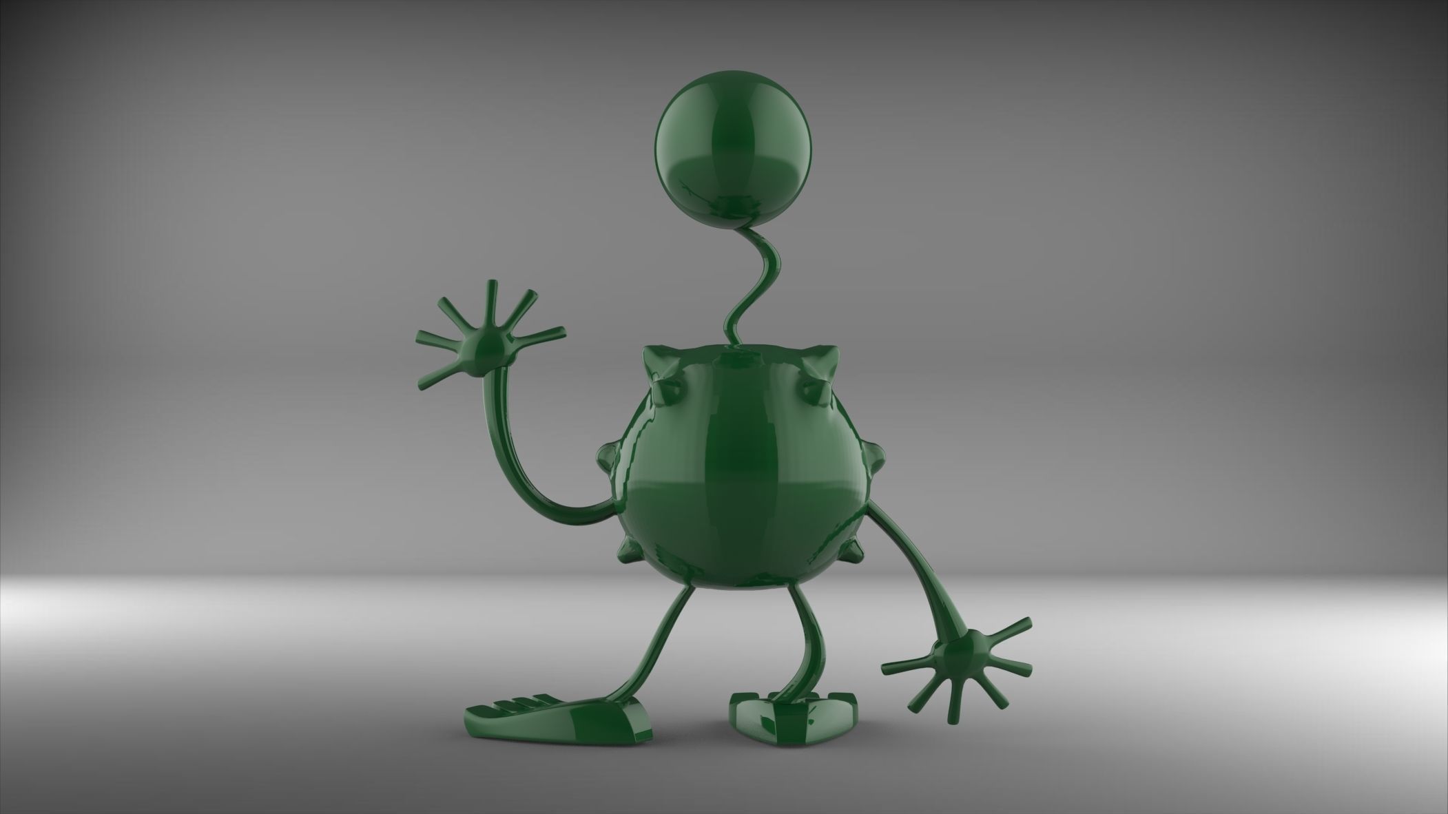 Alien monster with big eyes 3D model_9