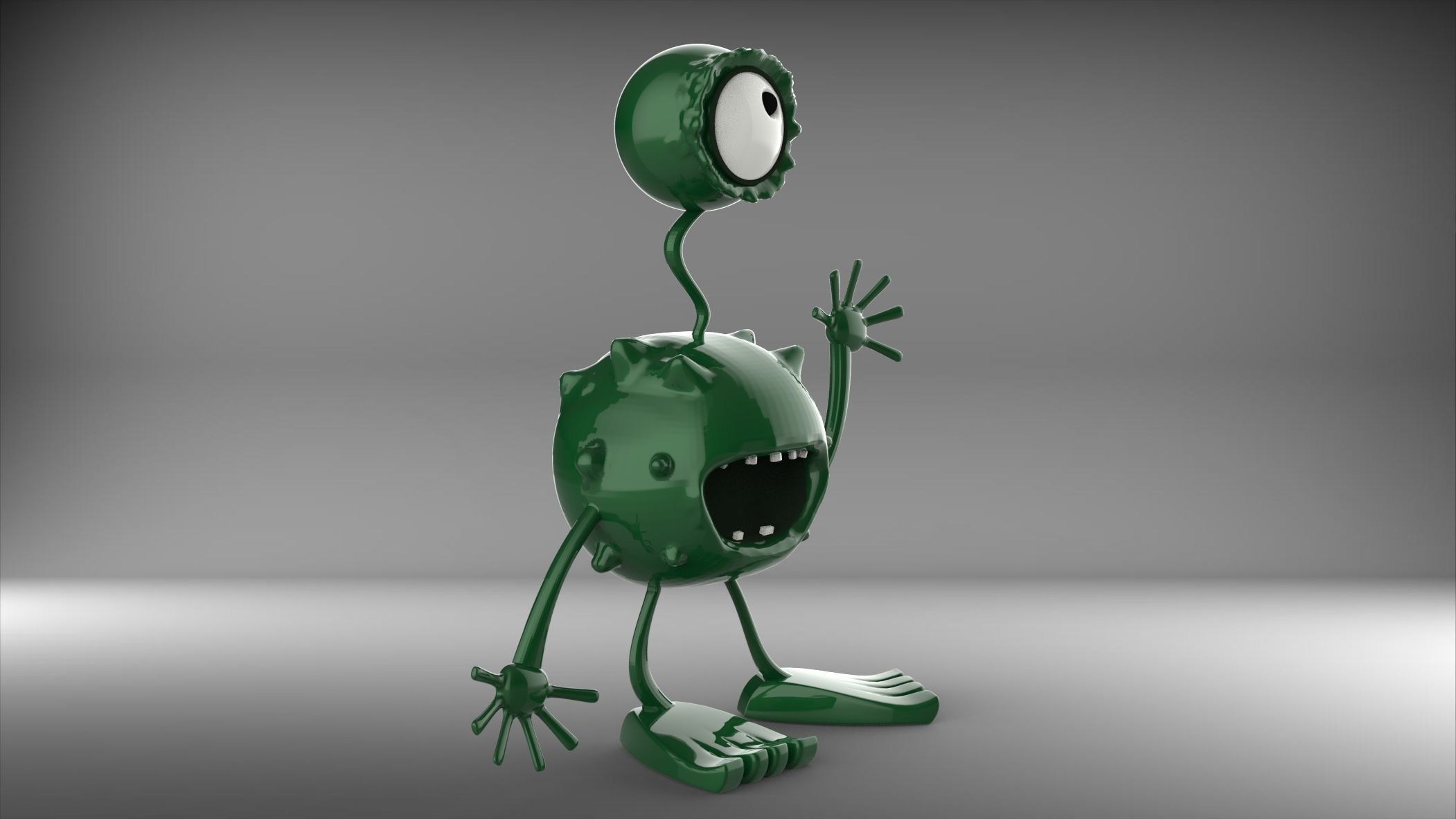 Alien monster with big eyes 3D model_4