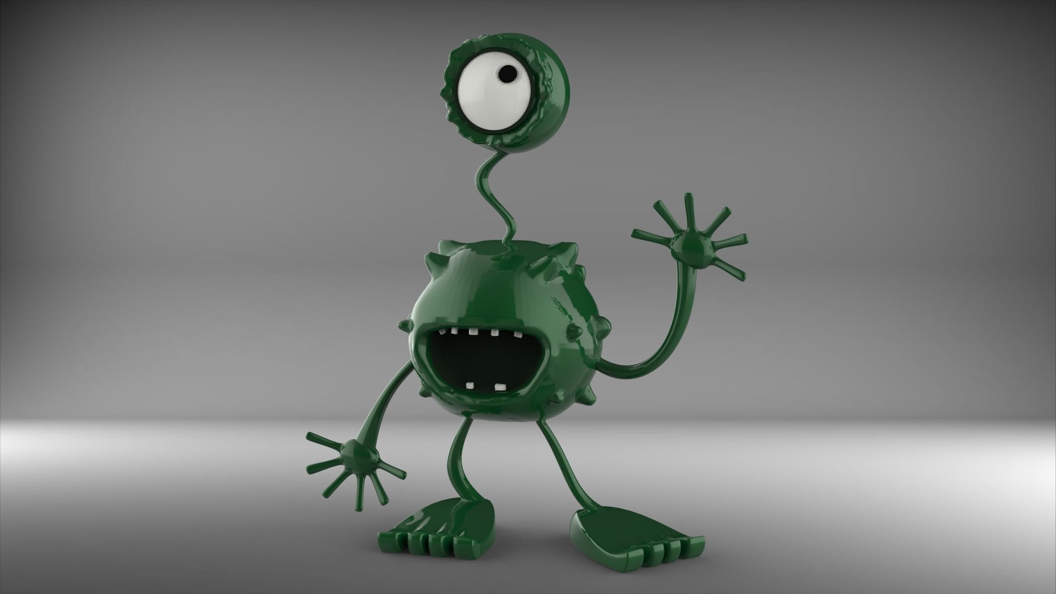 Alien monster with big eyes 3D model_5