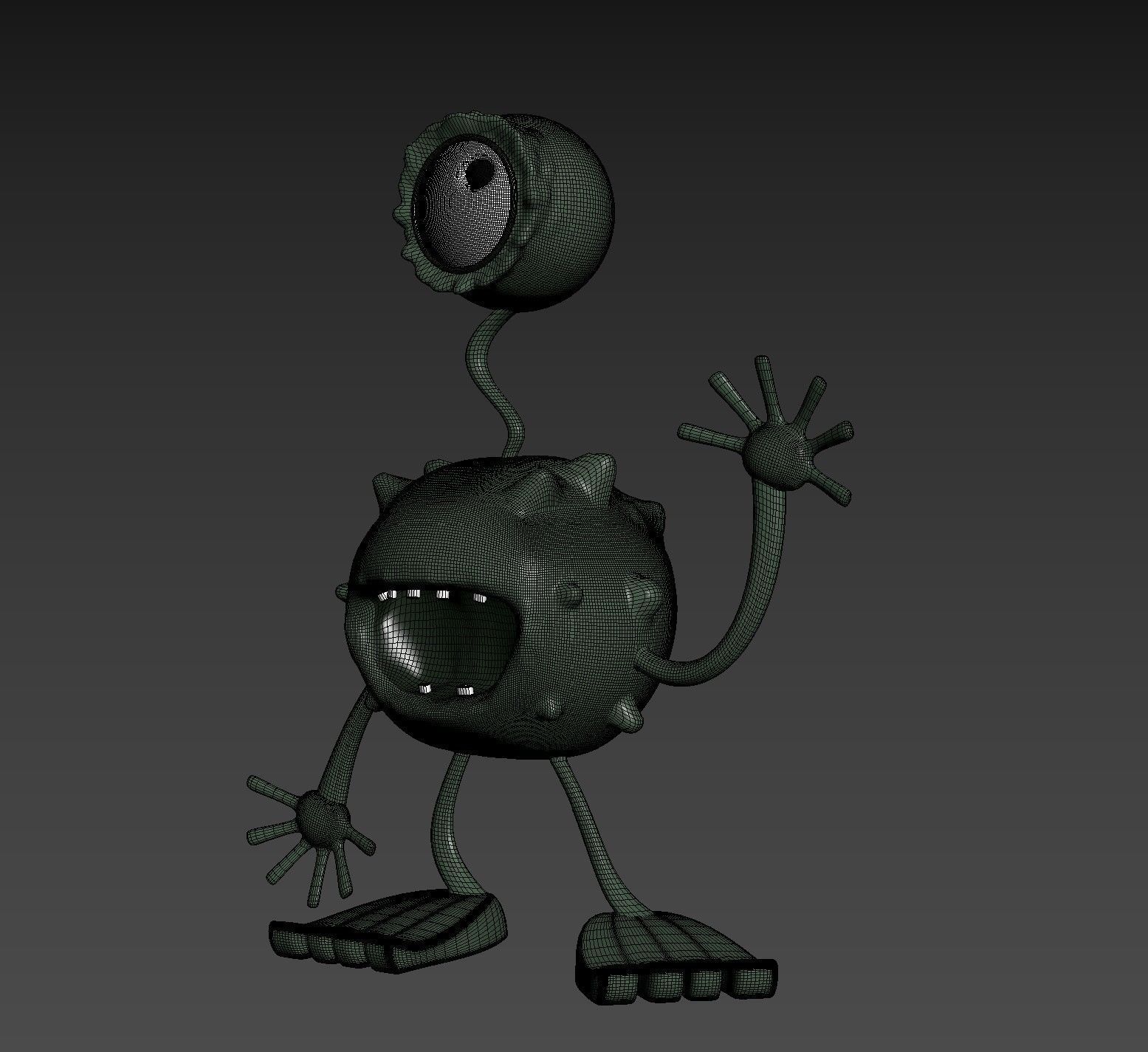Alien monster with big eyes 3D model_6