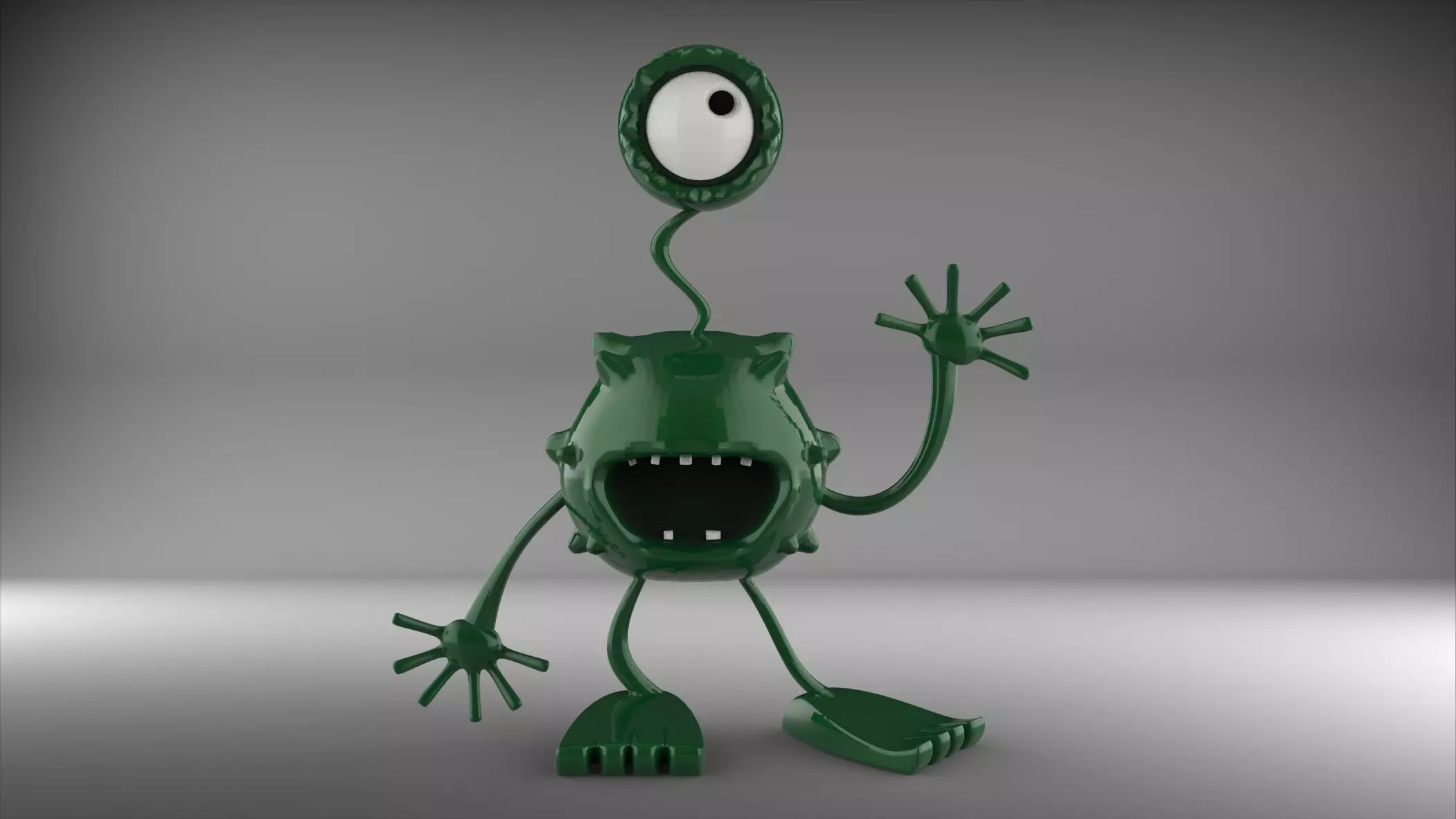 Alien monster with big eyes 3D model_0