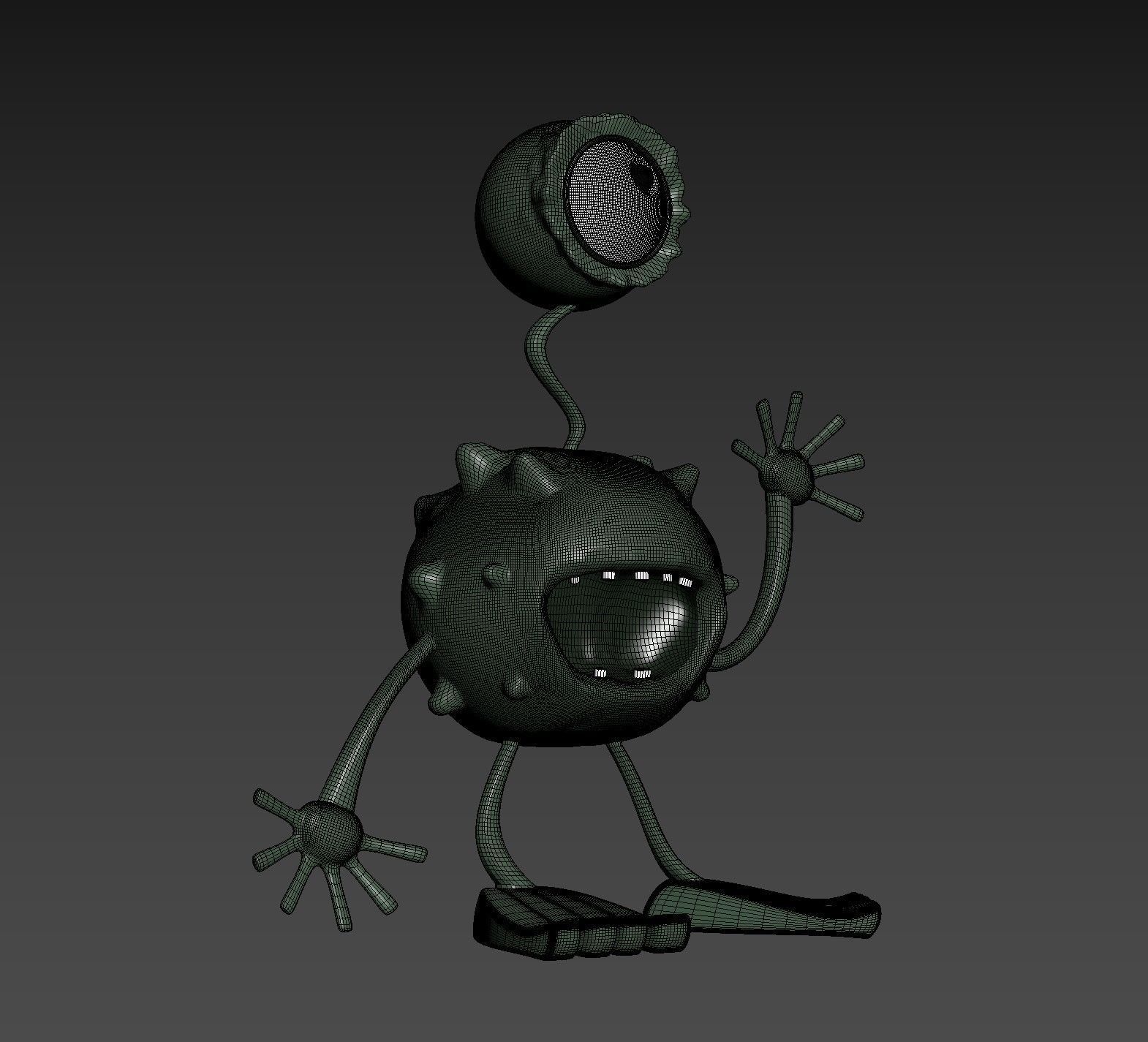 Alien monster with big eyes 3D model_3