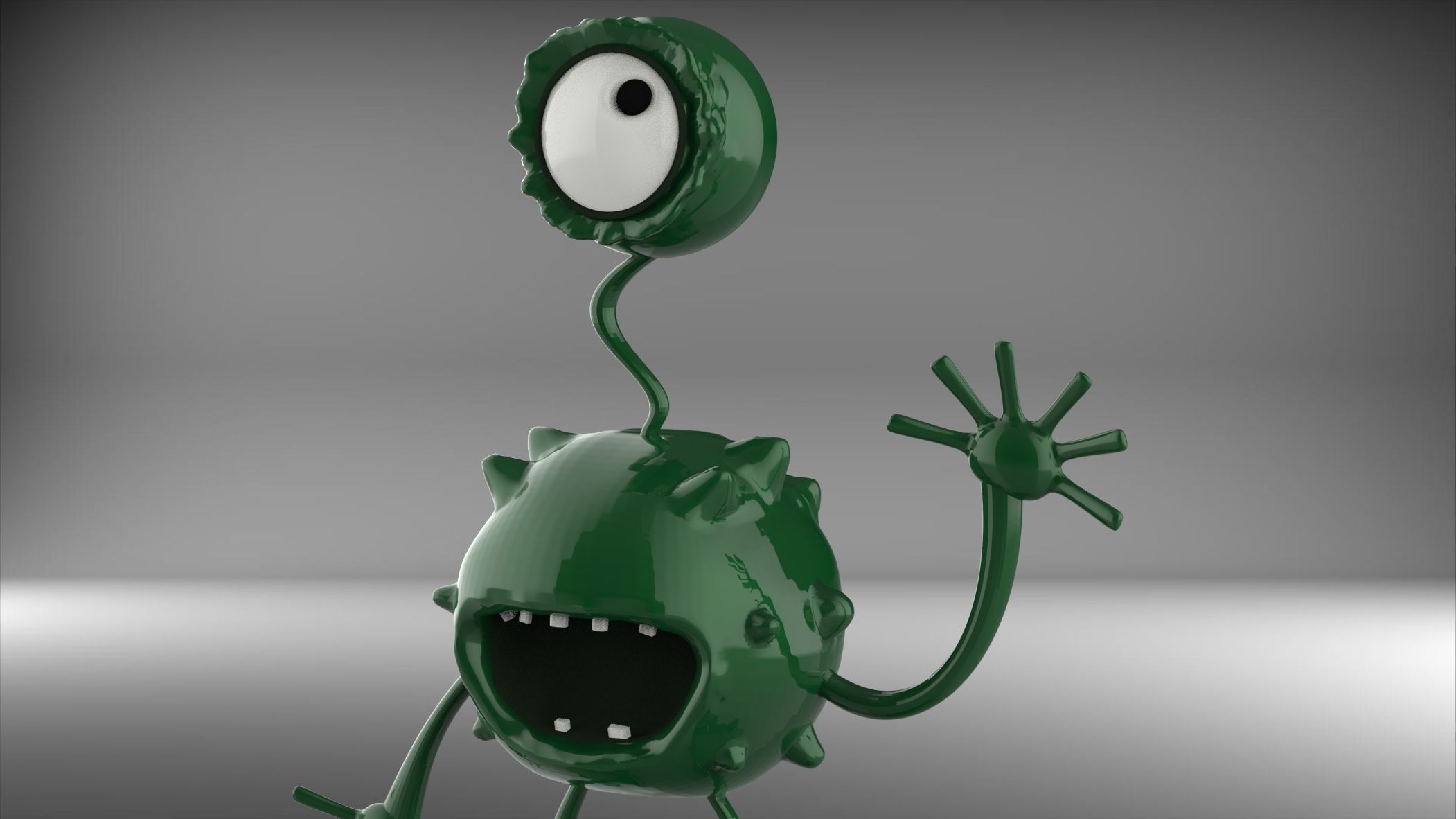 Alien monster with big eyes 3D model_12