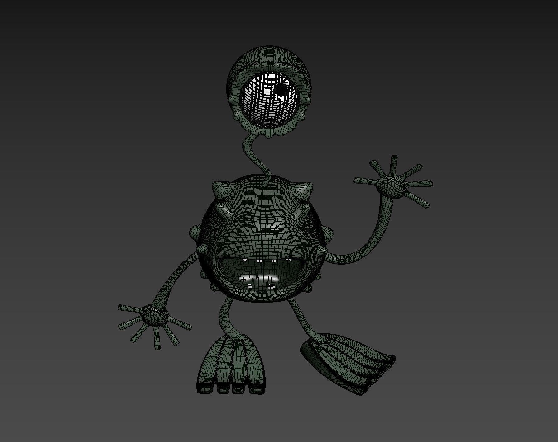 Alien monster with big eyes 3D model_10