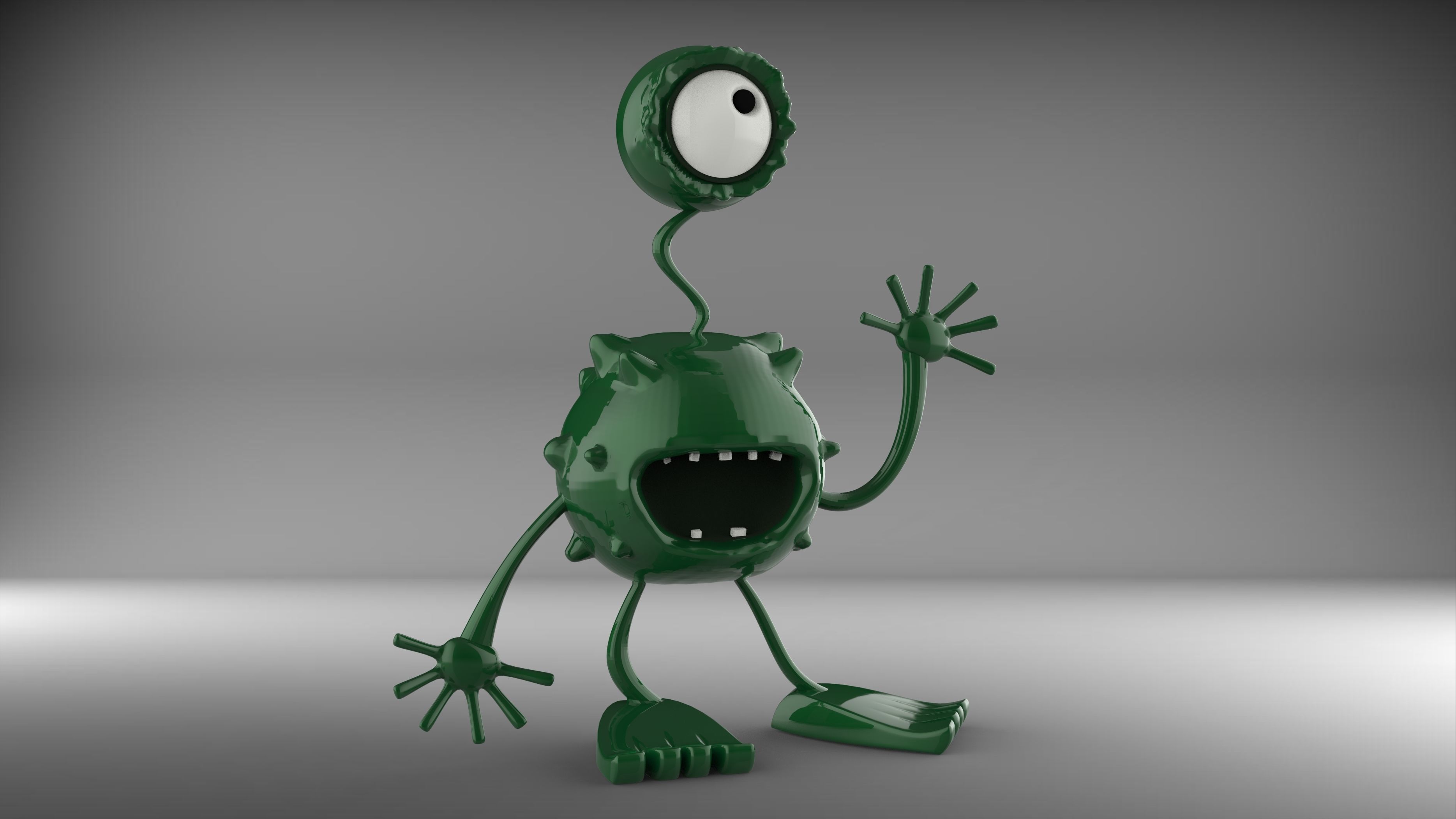 Alien monster with big eyes 3D model_2
