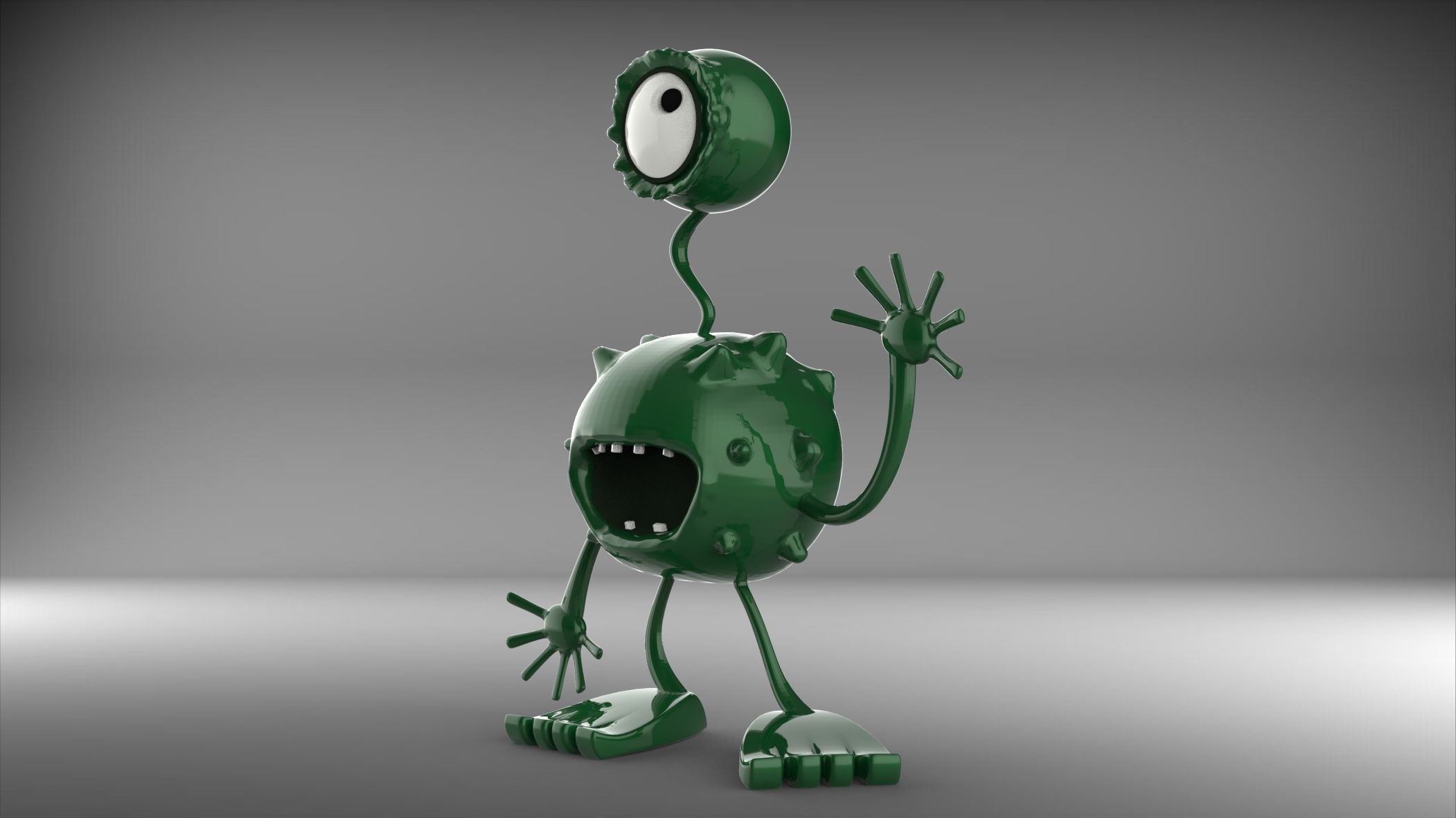 Alien monster with big eyes 3D model_7