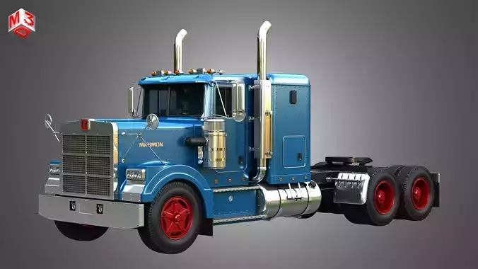 57P Semi Truck - Small Sleeper Truck - Vintage Version 3D model