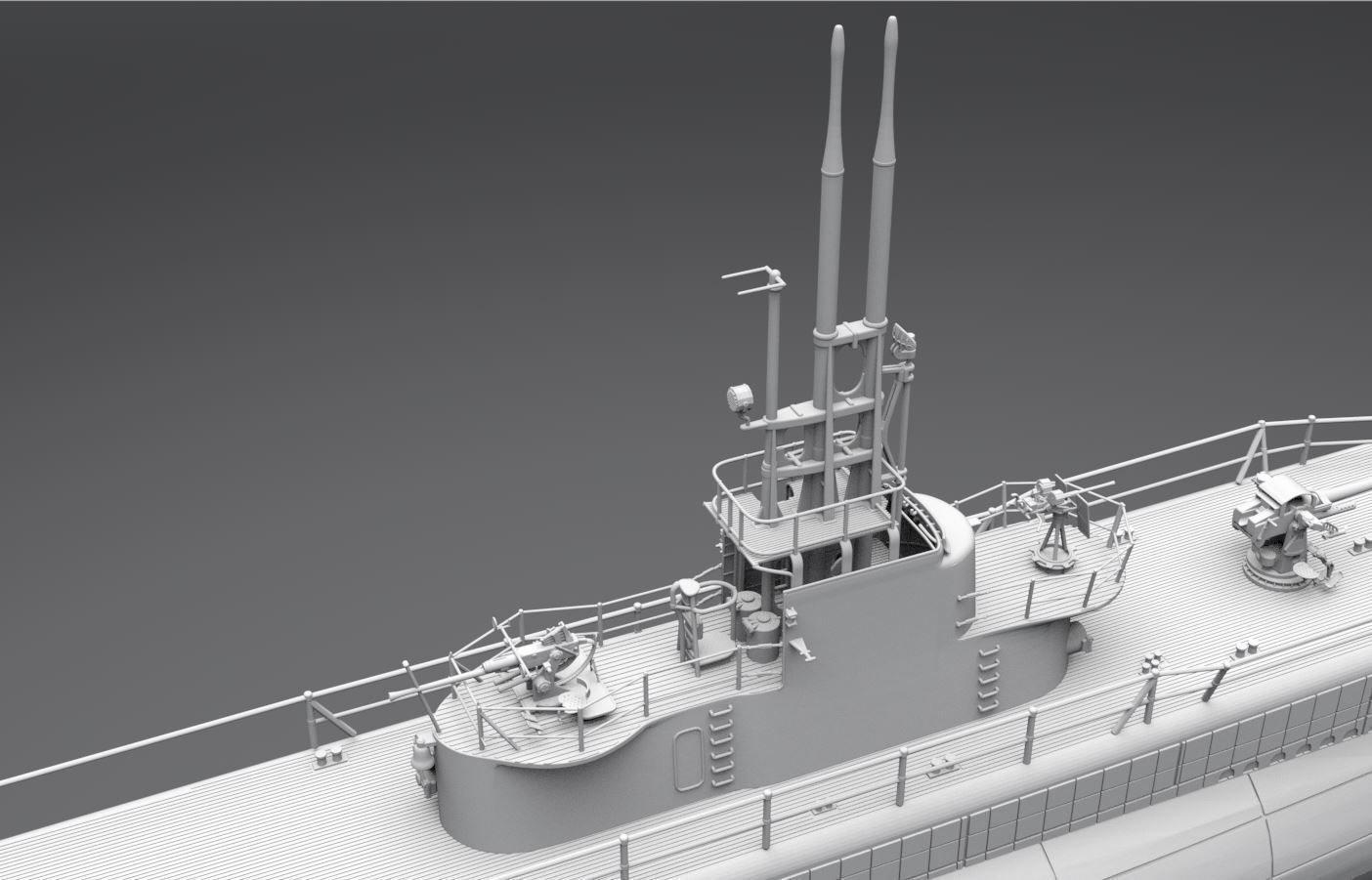 Gato class Submarine scale model 3D print model_5