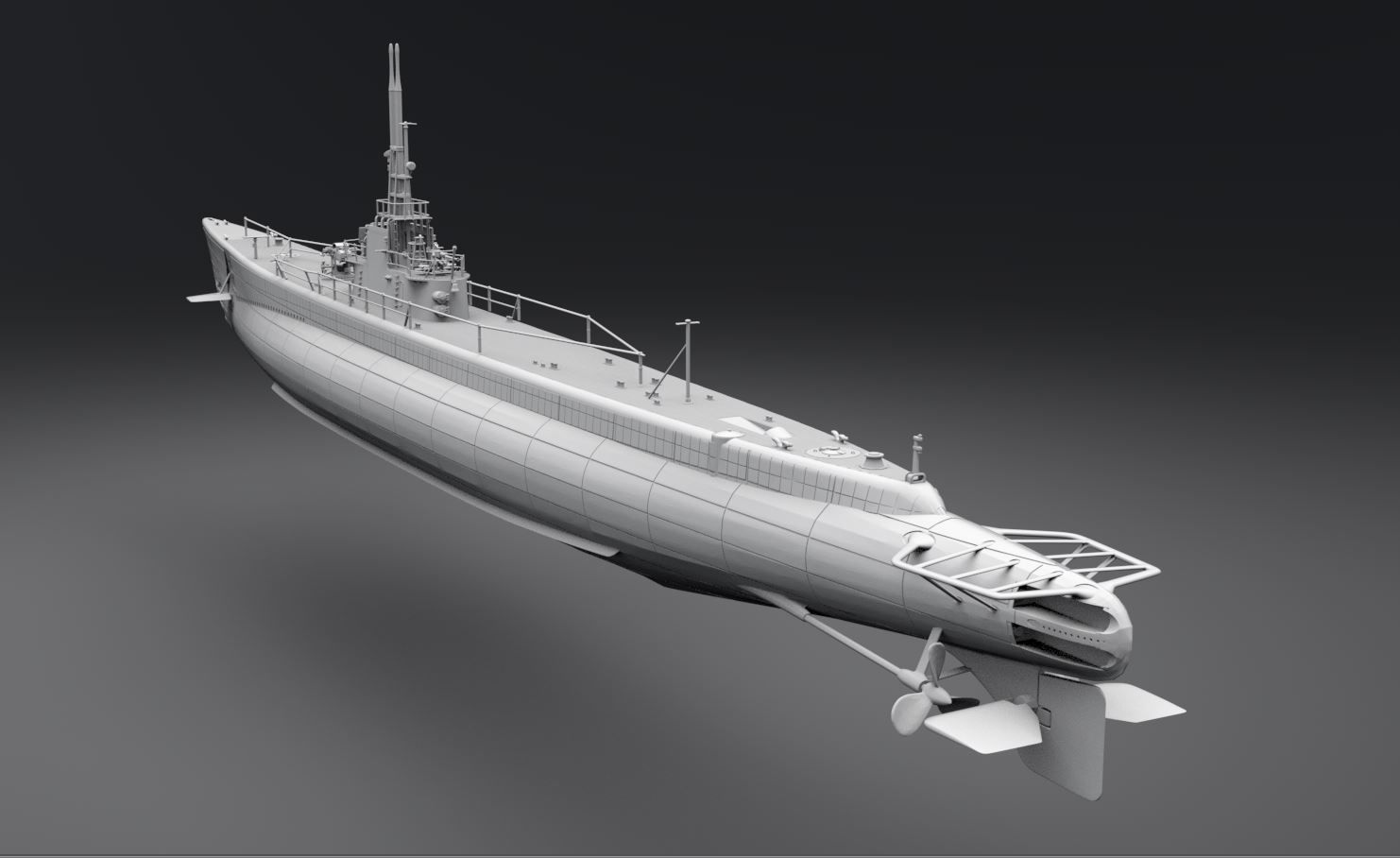 Gato class Submarine scale model 3D print model_2