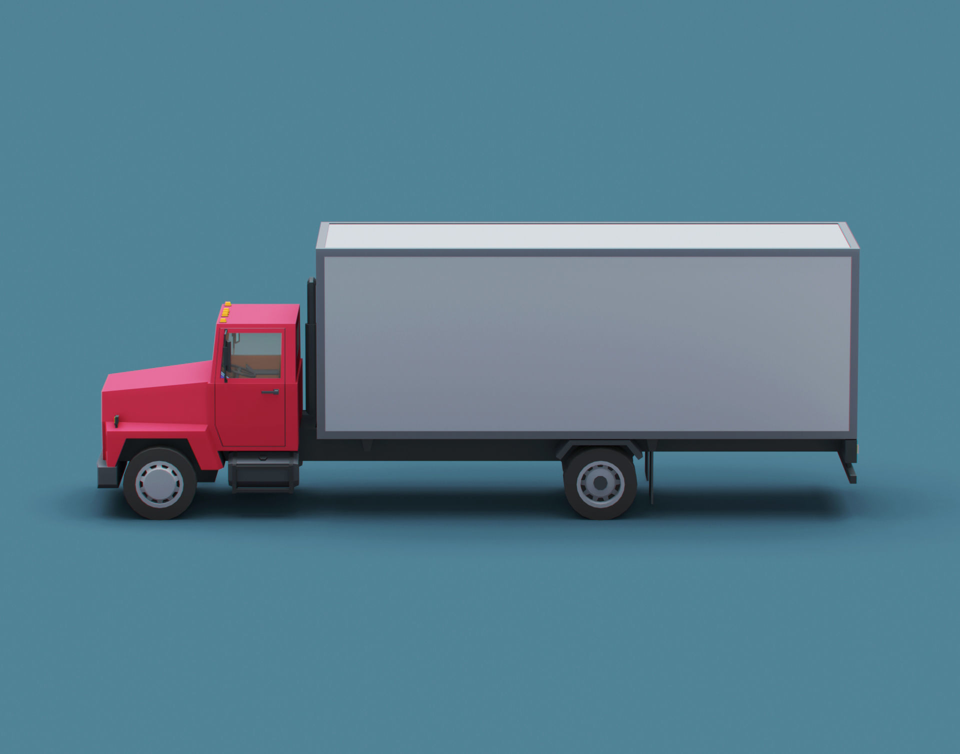  Cartoon Stylized Transporter Truck 80s Low-poly 3D model_2
