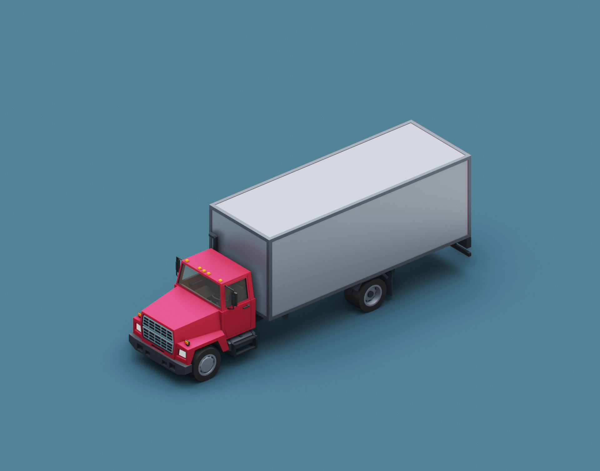  Cartoon Stylized Transporter Truck 80s Low-poly 3D model_6