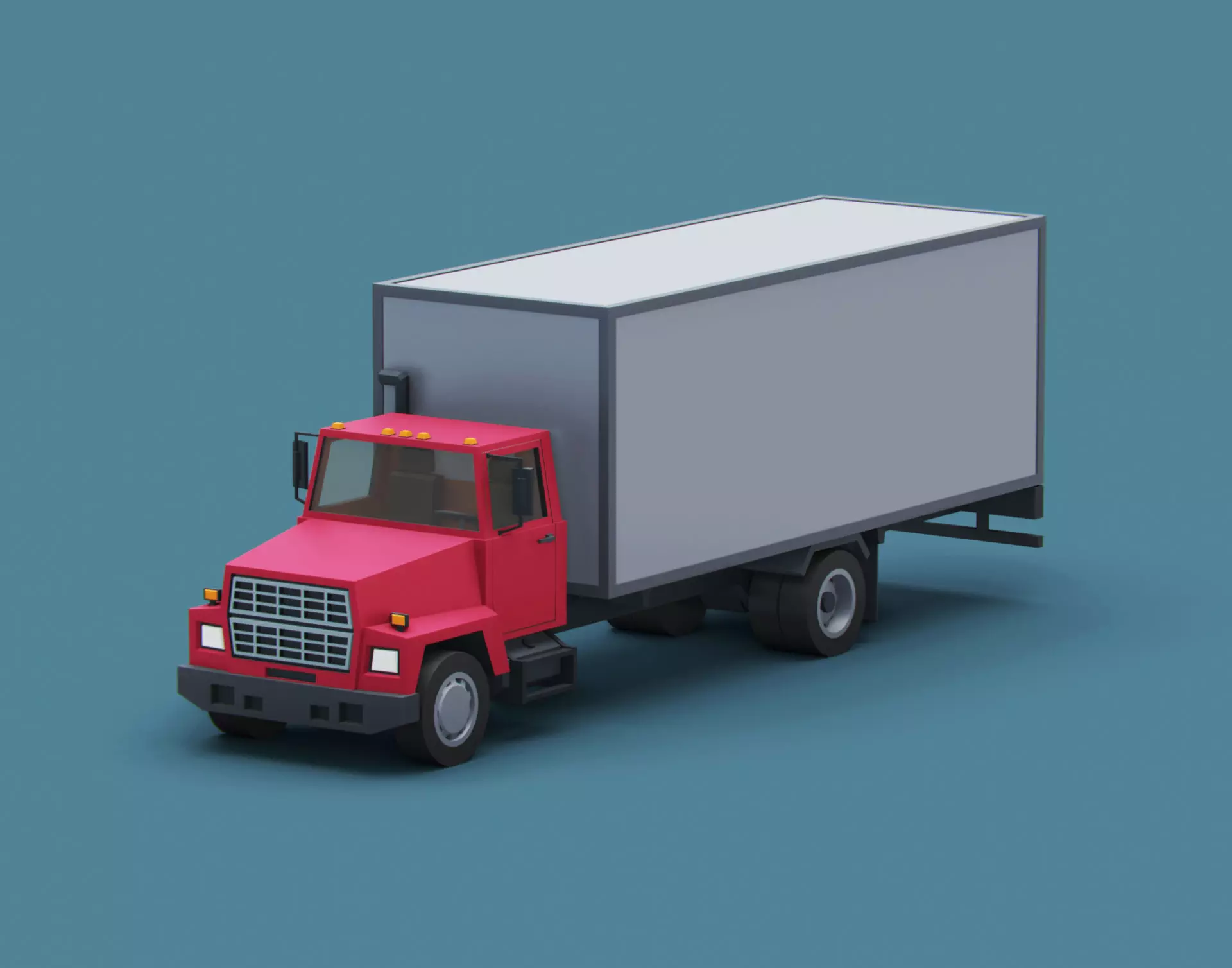  Cartoon Stylized Transporter Truck 80s Low-poly 3D model_0