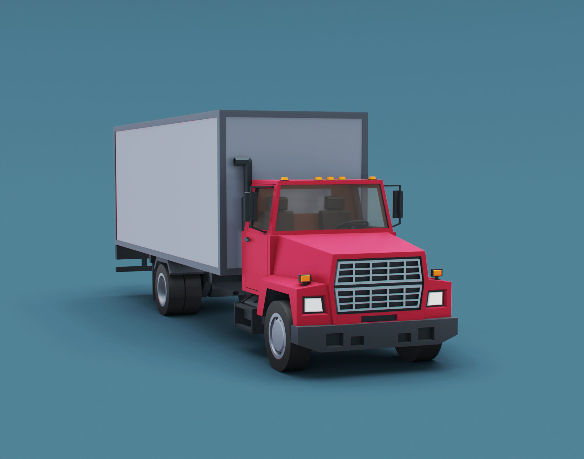 Cartoon Stylized Transporter Truck 80s Low-poly 3D model_3