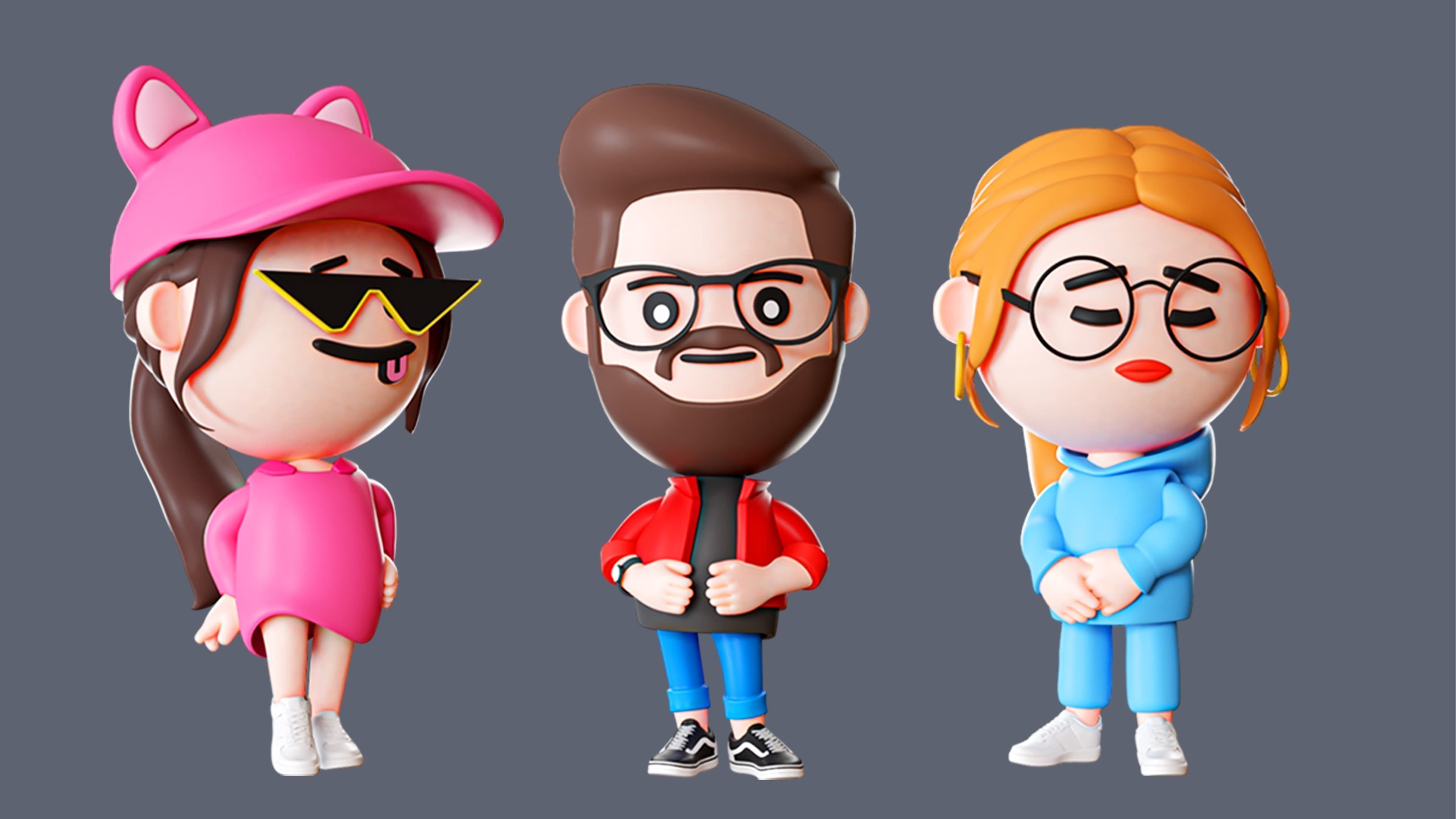 Cute Characters 2 Low-poly 3D model_4