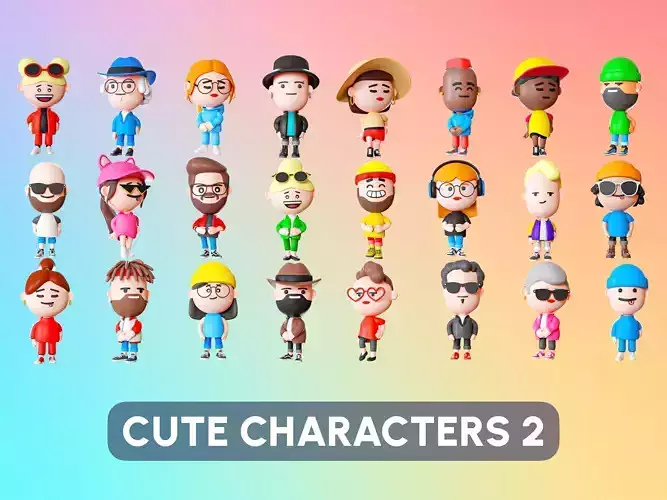 Cute Characters 2 Low-poly 3D model