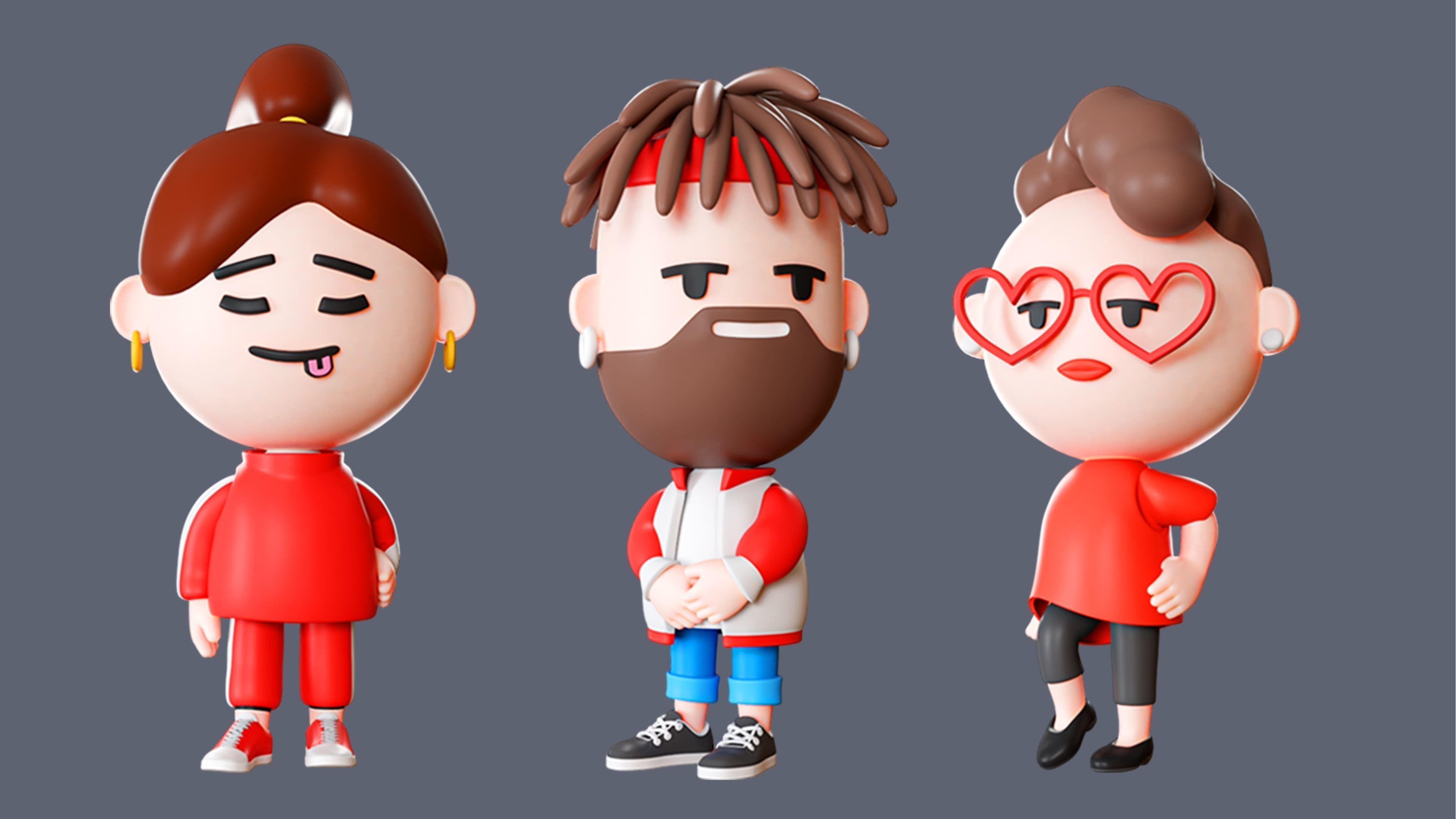 Cute Characters 2 Low-poly 3D model_6