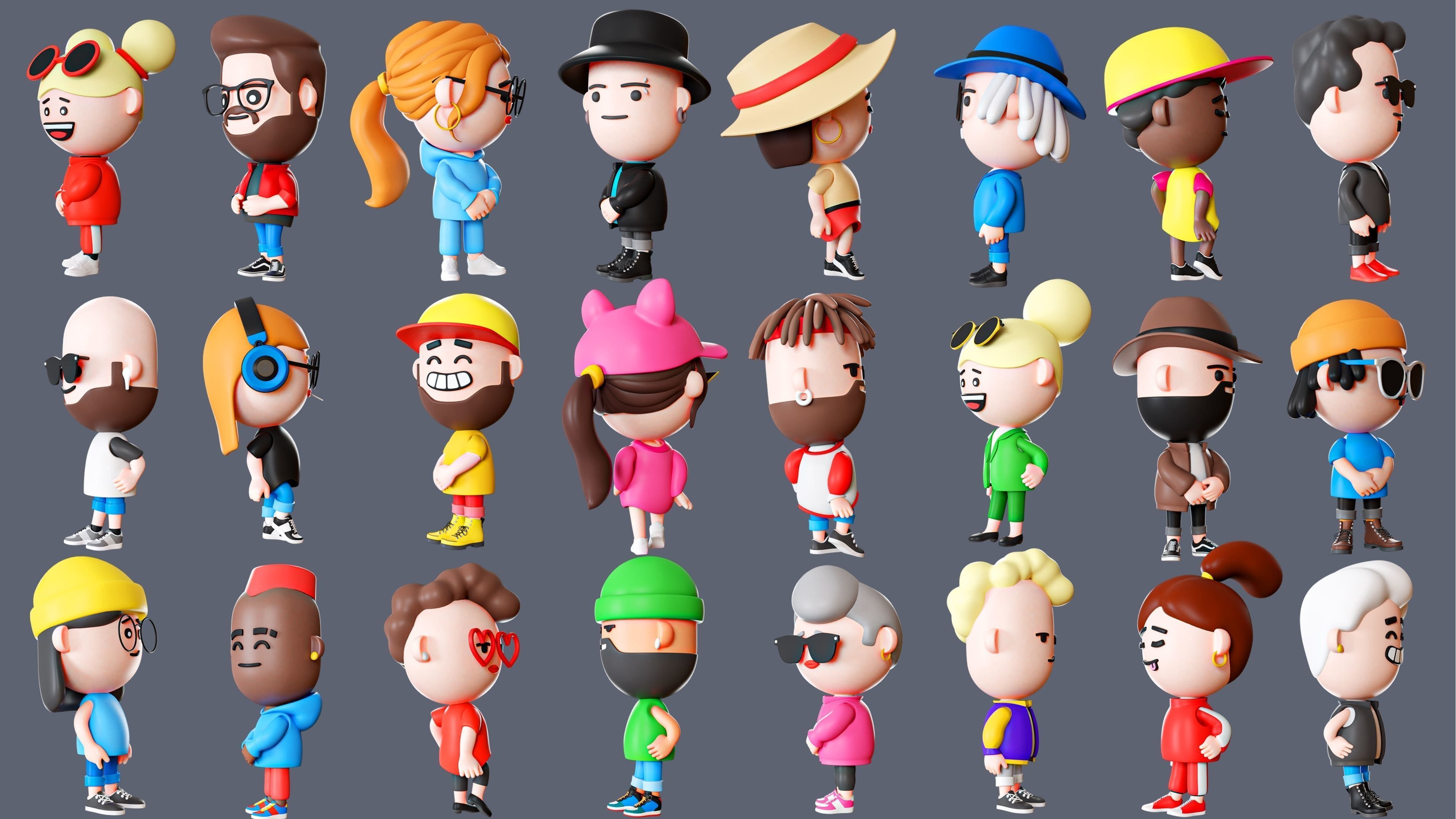 Cute Characters 2 Low-poly 3D model_2