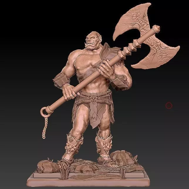 Barbarian Orc With Large Axe Free 3D print model