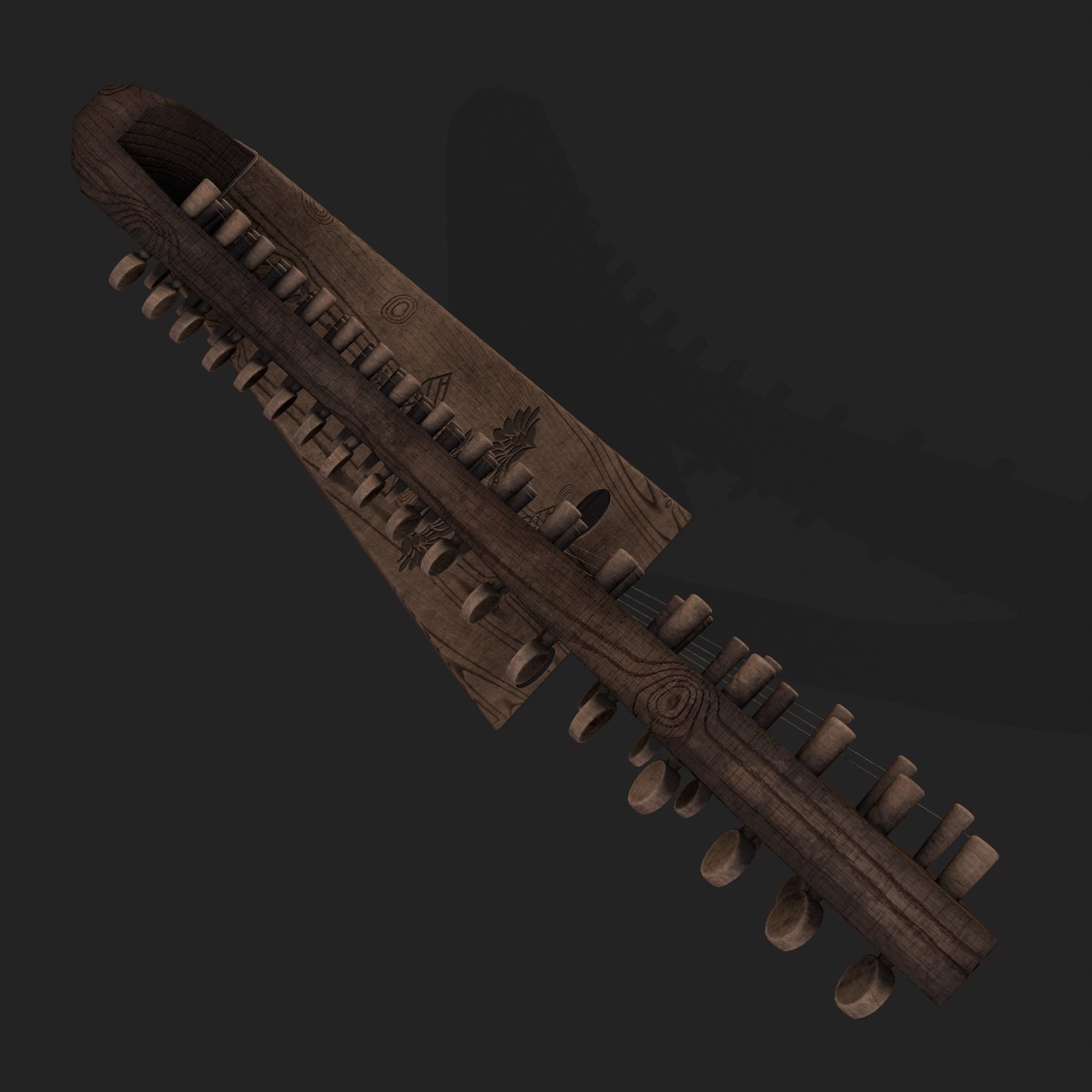 Medieval Harp Low-poly 3D model_19
