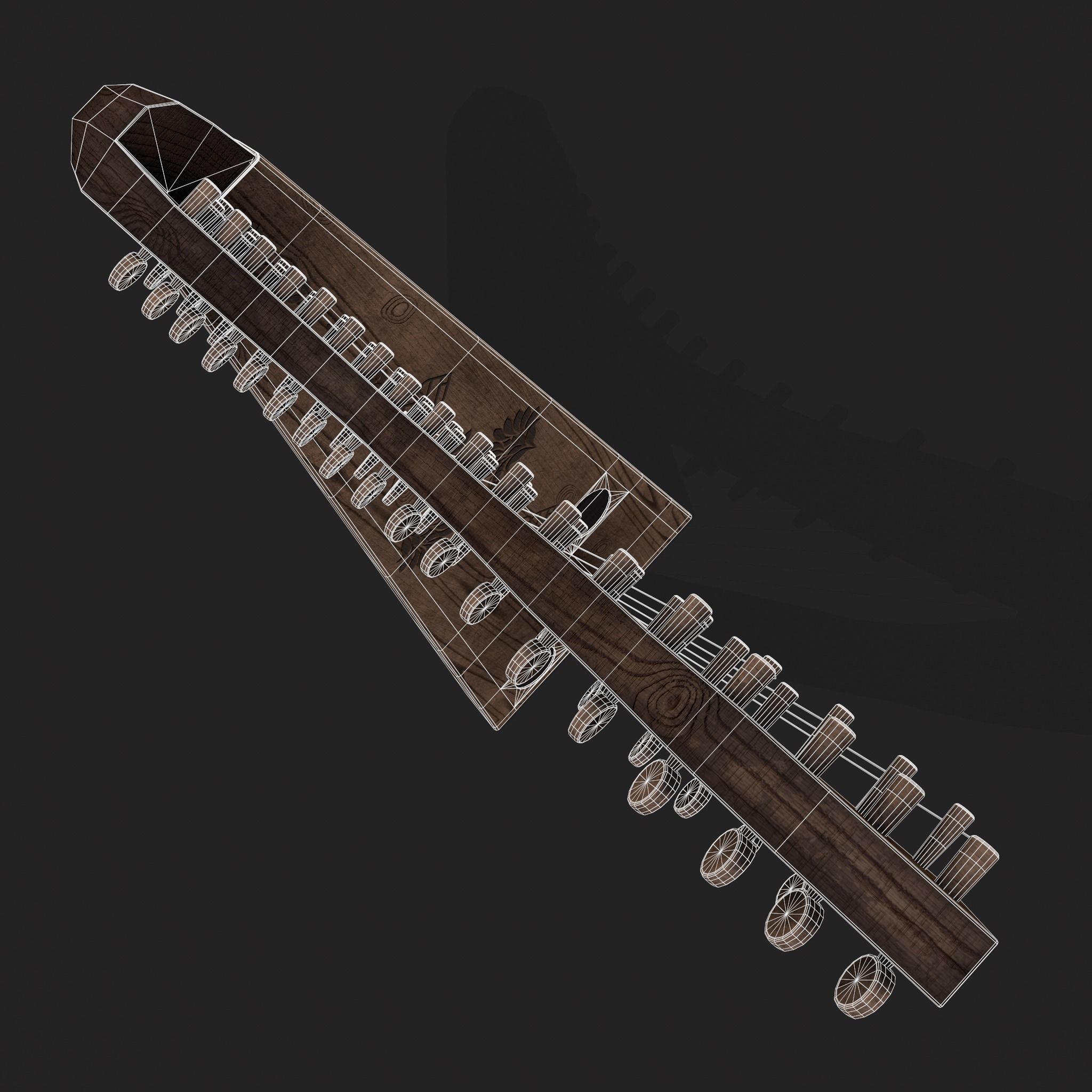 Medieval Harp Low-poly 3D model_20