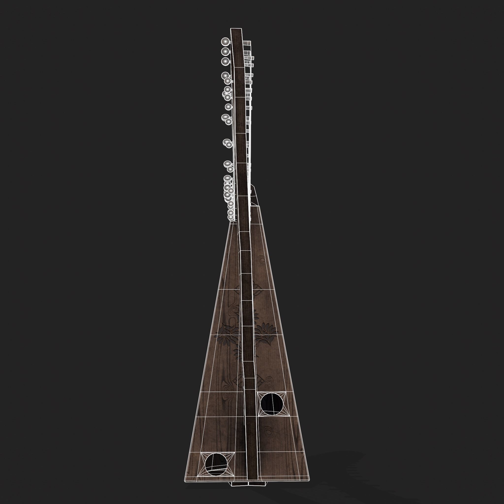 Medieval Harp Low-poly 3D model_12