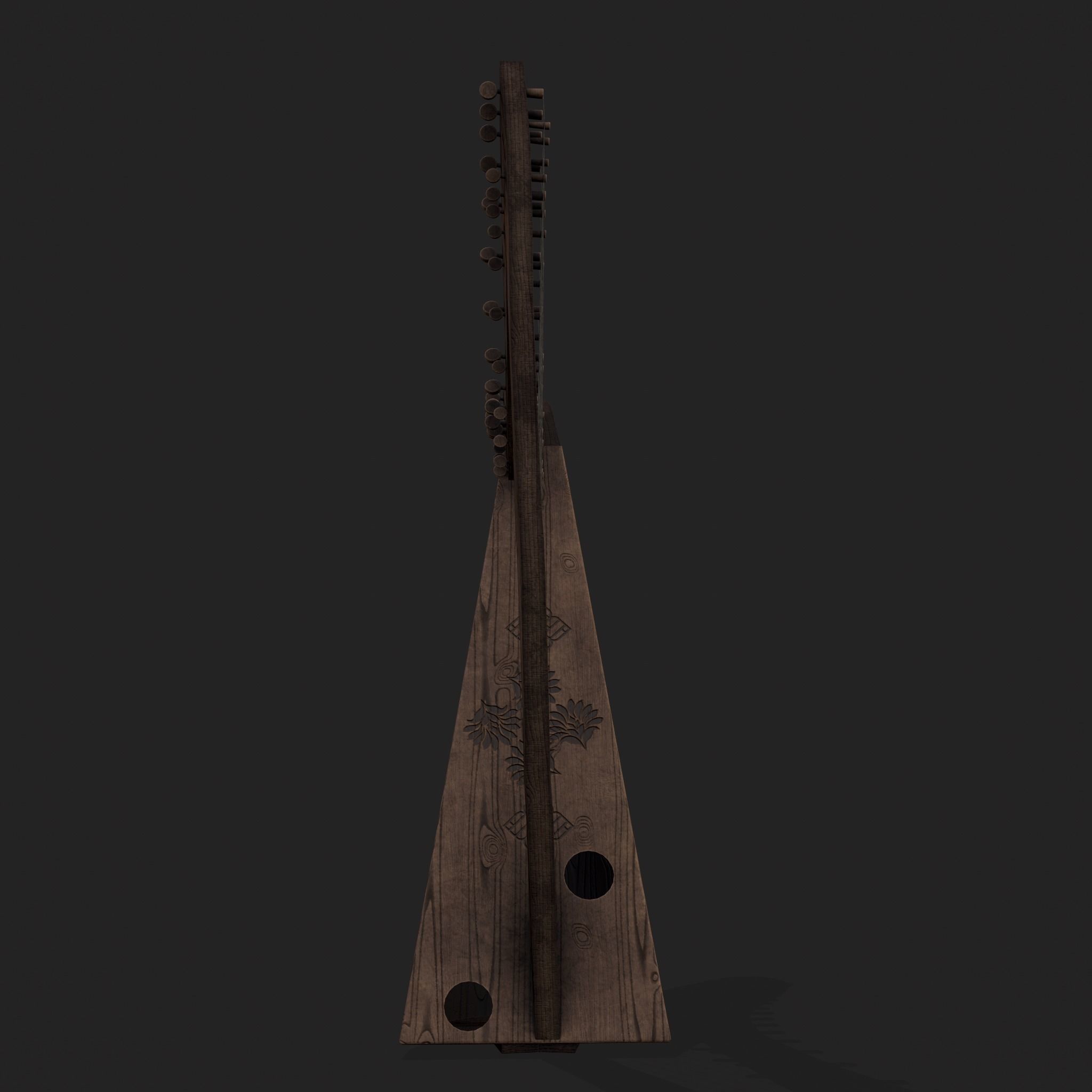 Medieval Harp Low-poly 3D model_11