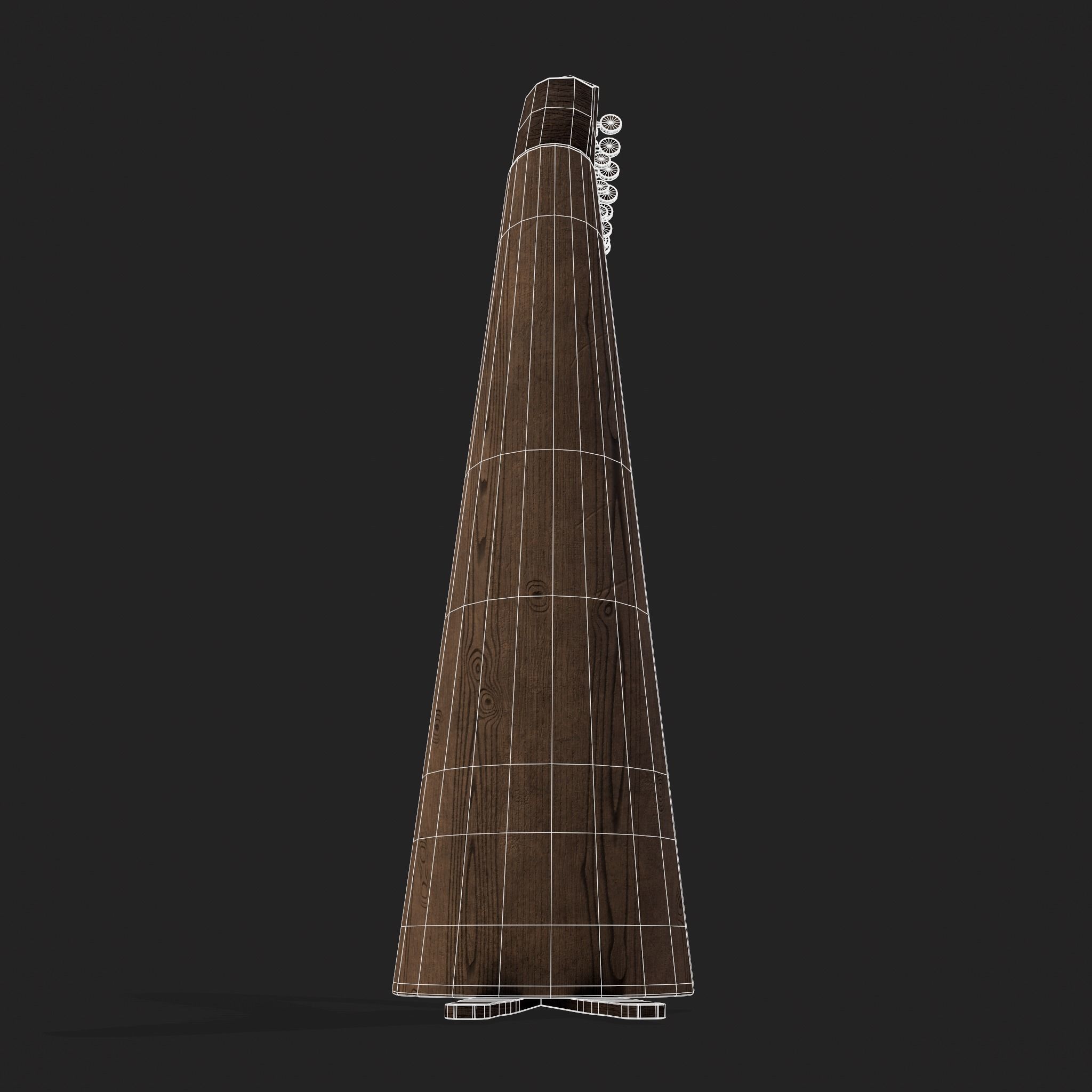 Medieval Harp Low-poly 3D model_16