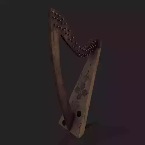 Medieval Harp Low-poly 3D model