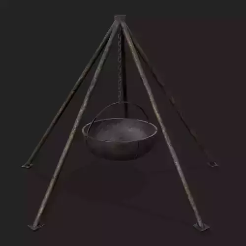 Medieval Hanging Cauldron Low-poly 3D model