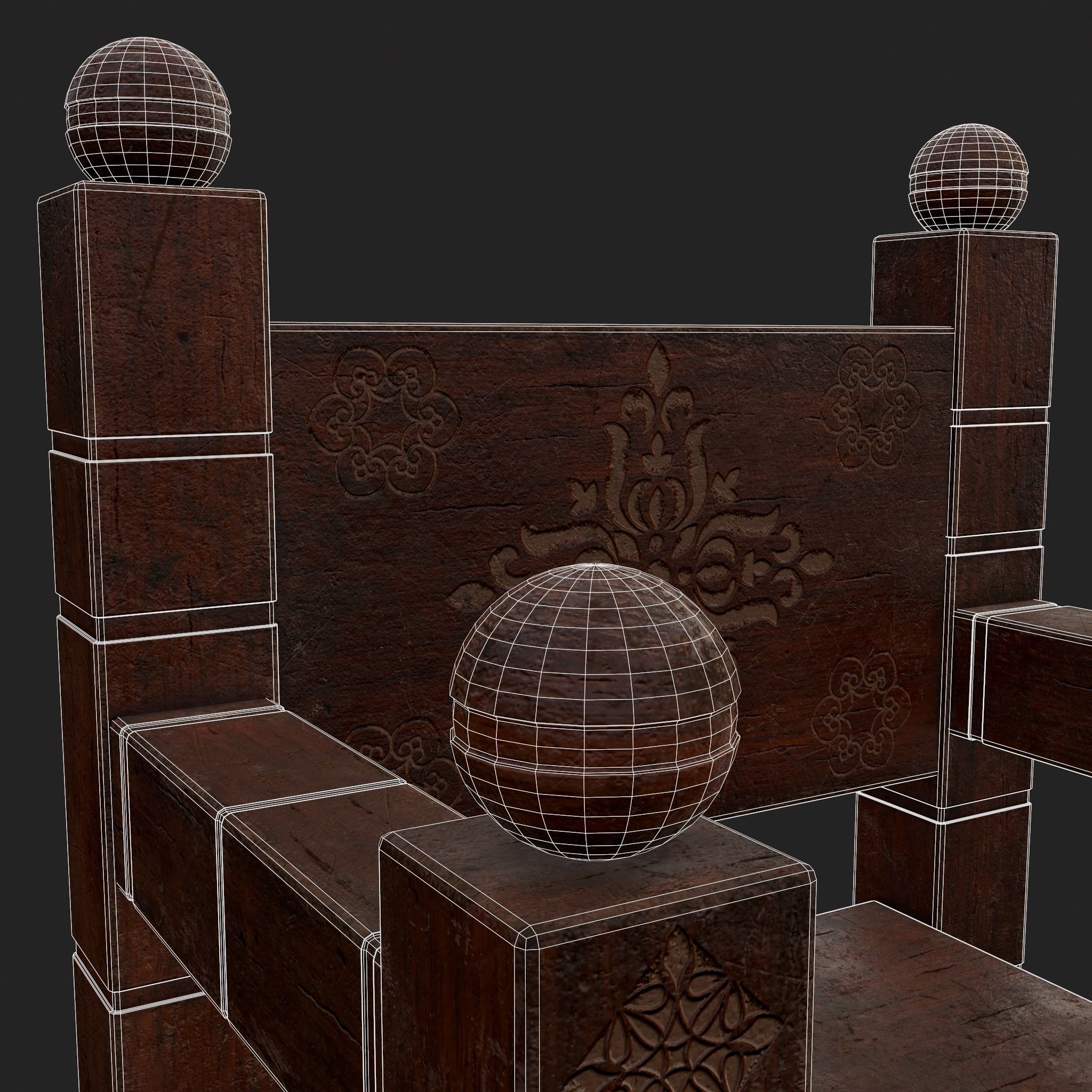 High End Small Elegant Chair Low-poly 3D model_16