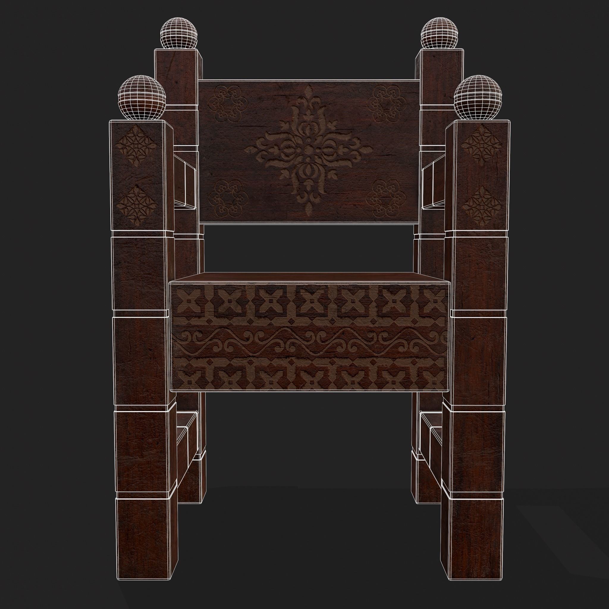 High End Small Elegant Chair Low-poly 3D model_10