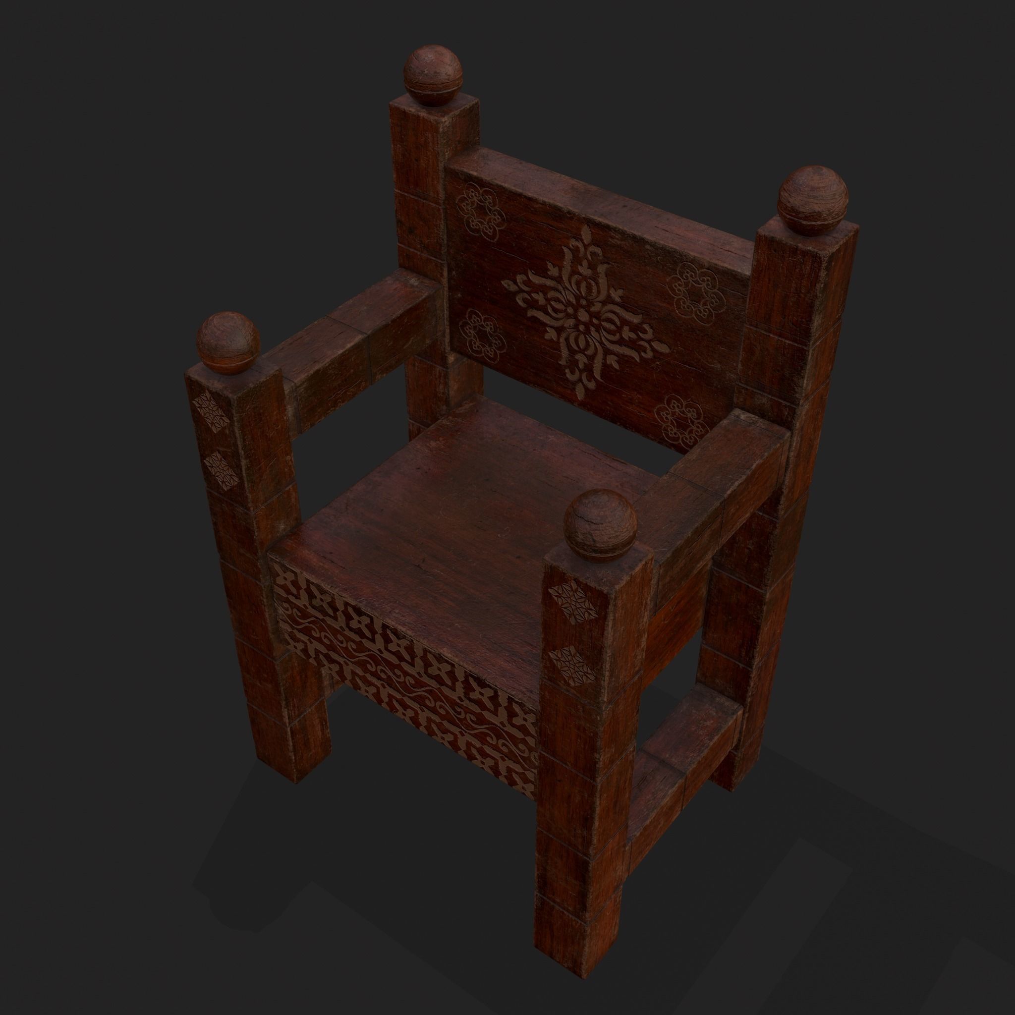 High End Small Elegant Chair Low-poly 3D model_3