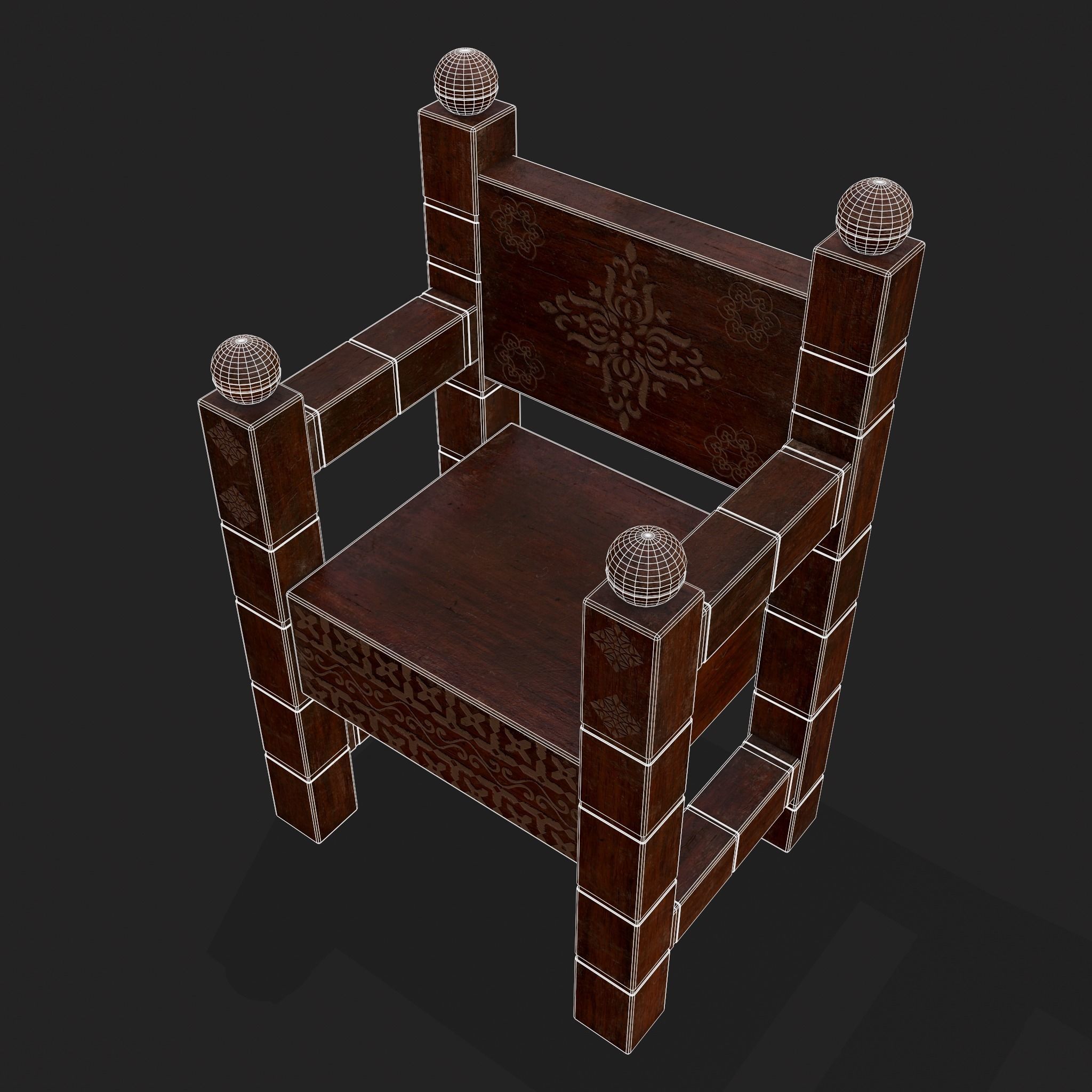 High End Small Elegant Chair Low-poly 3D model_4