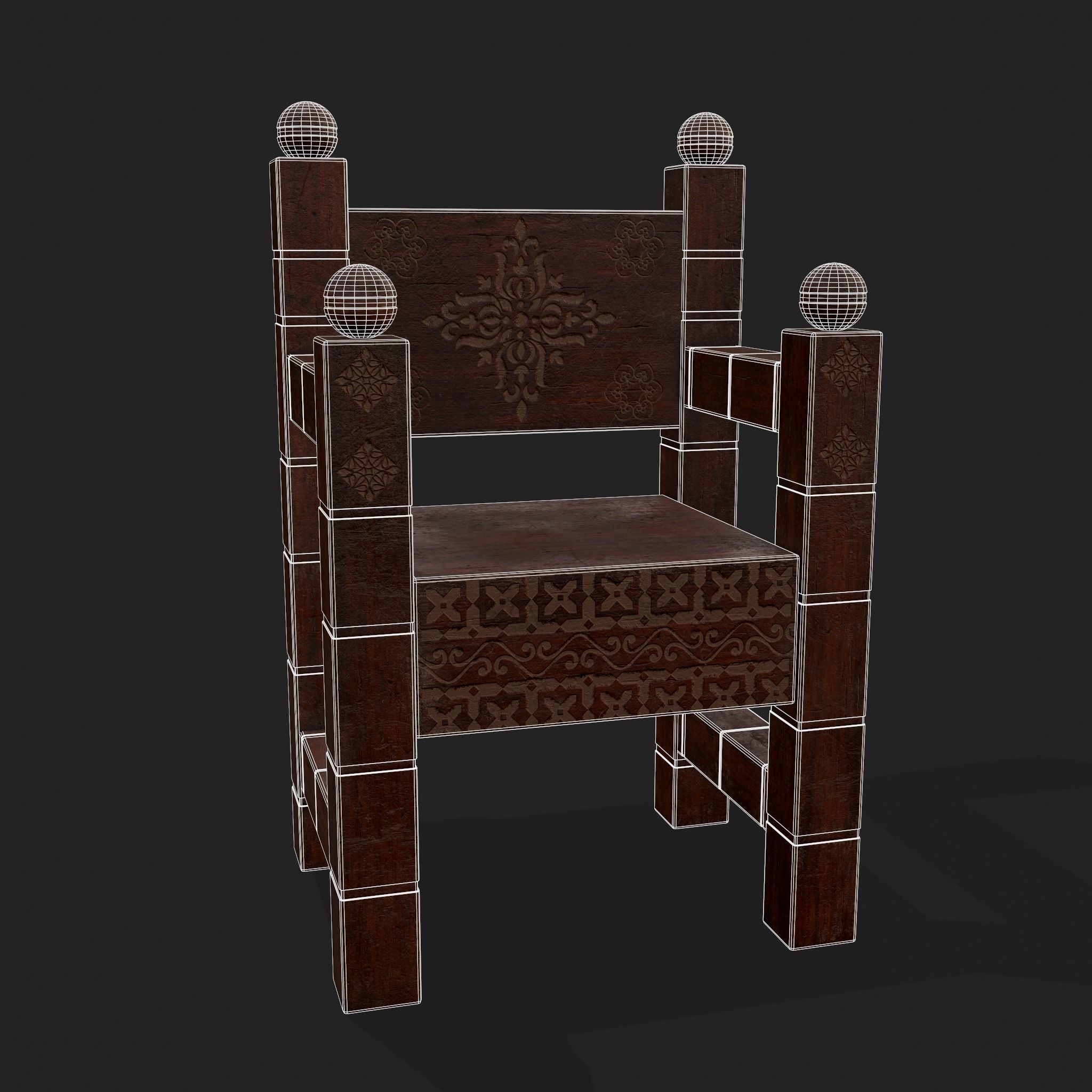 High End Small Elegant Chair Low-poly 3D model_2