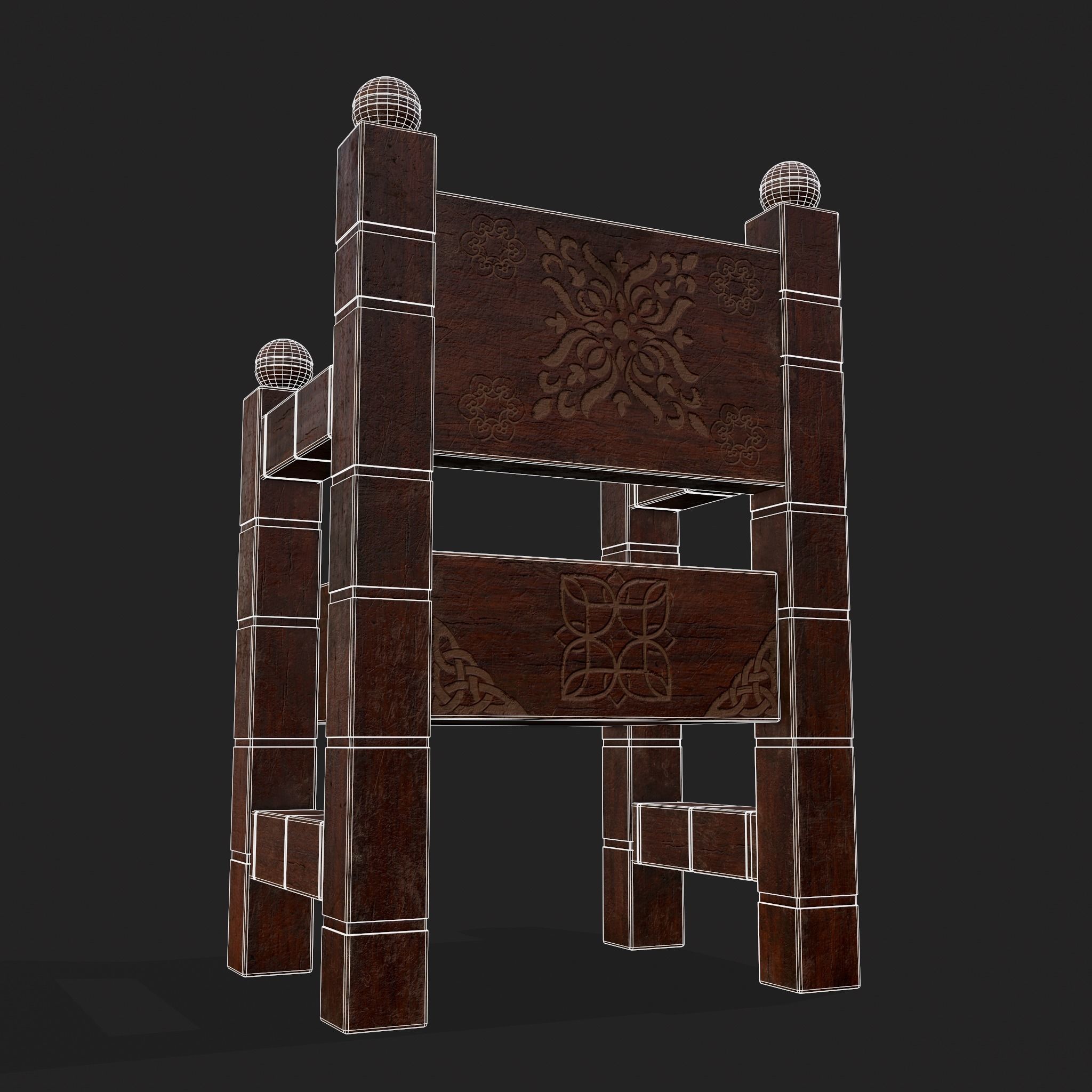 High End Small Elegant Chair Low-poly 3D model_6