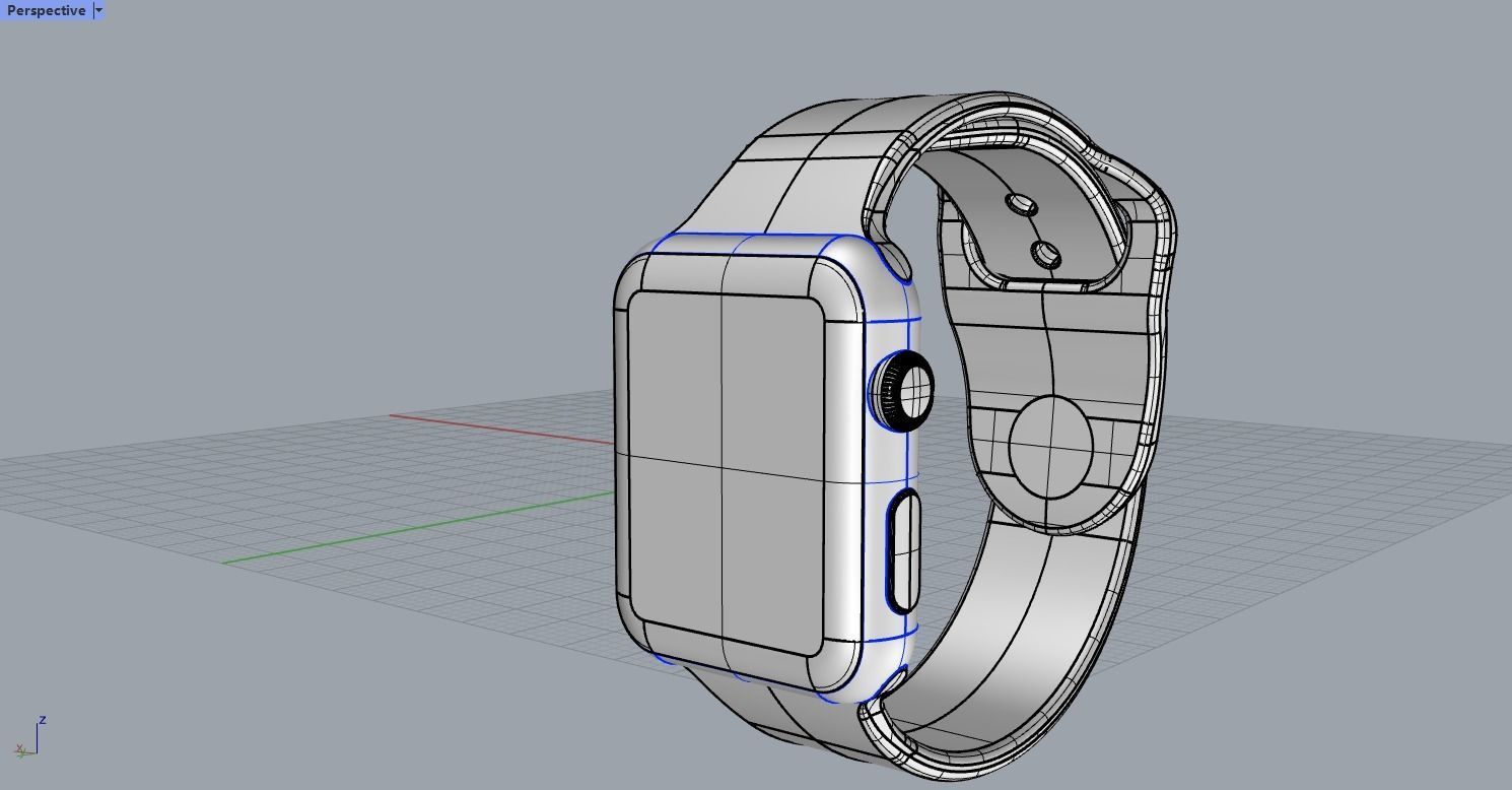 Silver Case with White Sport Strap Apple Watch Series 3 3D Model 3D print model_17