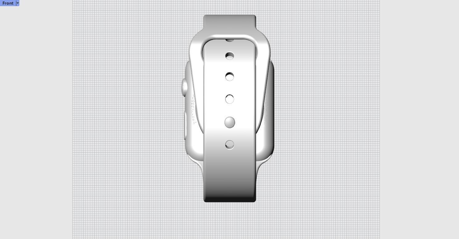Silver Case with White Sport Strap Apple Watch Series 3 3D Model 3D print model_8