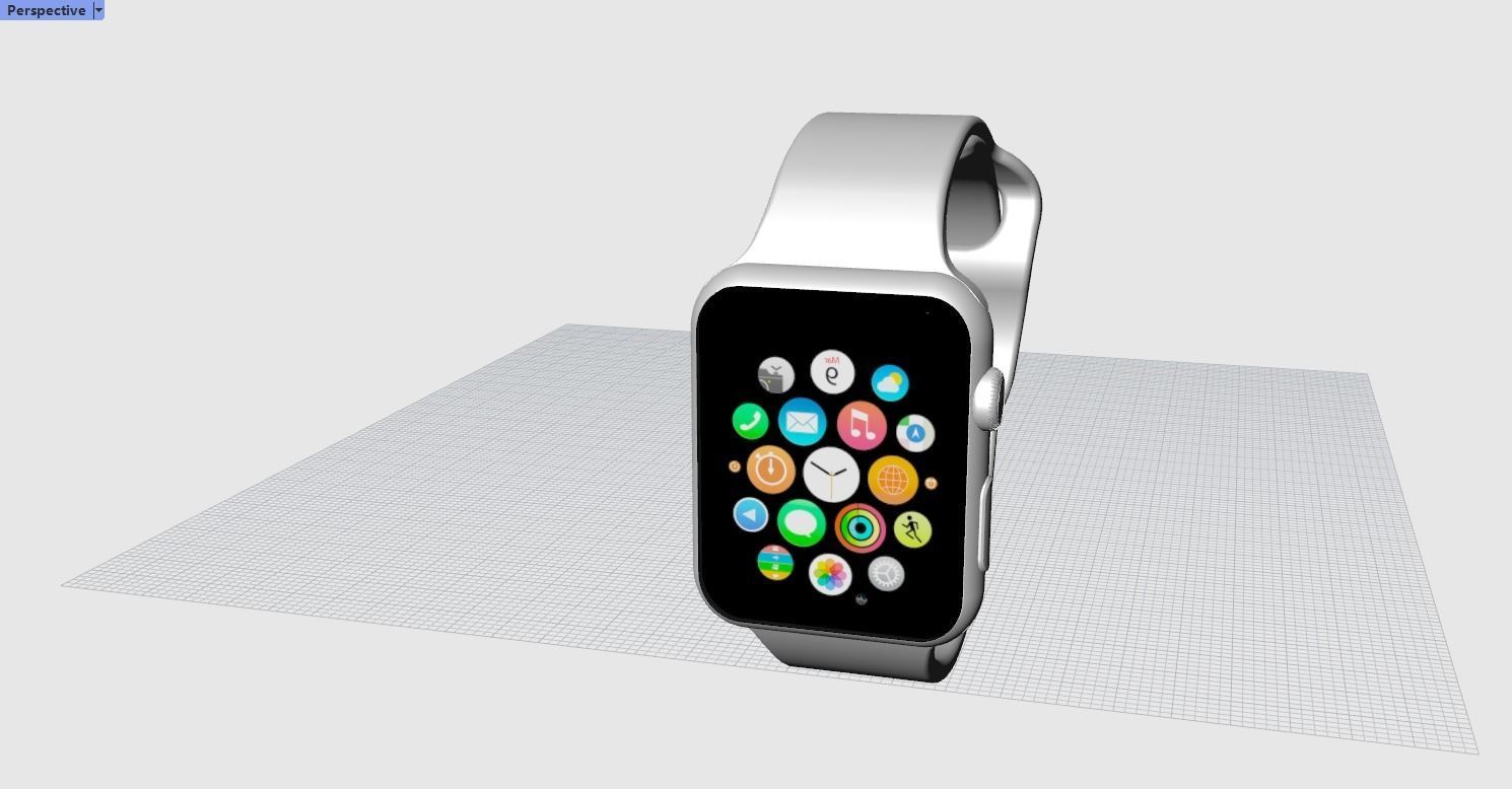 Silver Case with White Sport Strap Apple Watch Series 3 3D Model 3D print model_6