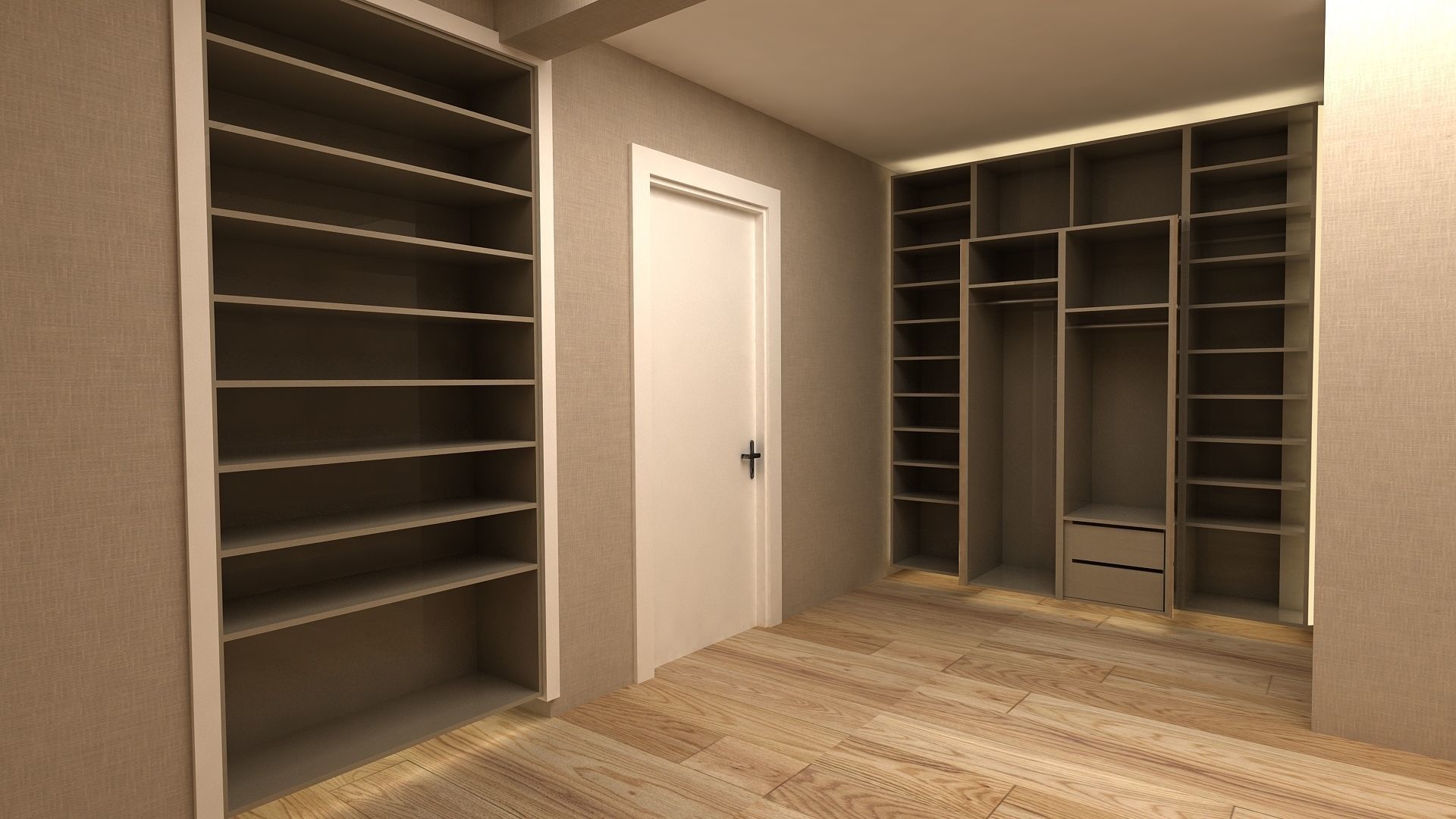 cloakroom hallway with wooden floors and mirrors 3D model_4