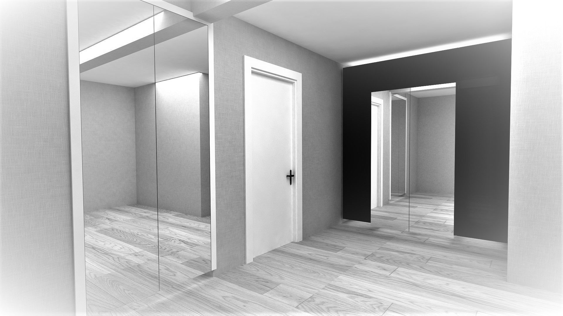 cloakroom hallway with wooden floors and mirrors 3D model_9