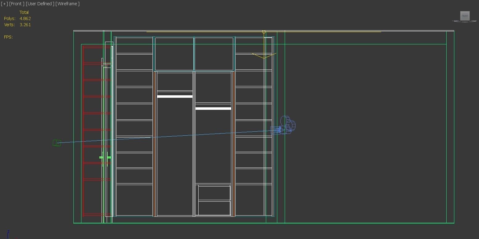 cloakroom hallway with wooden floors and mirrors 3D model_5