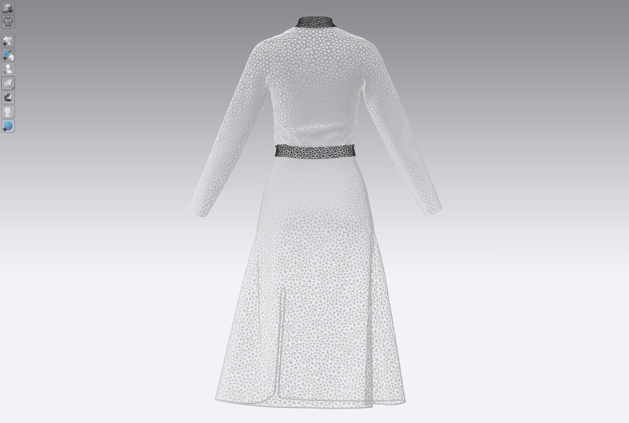 Womens pullover sweater with white skirt 3D model_17